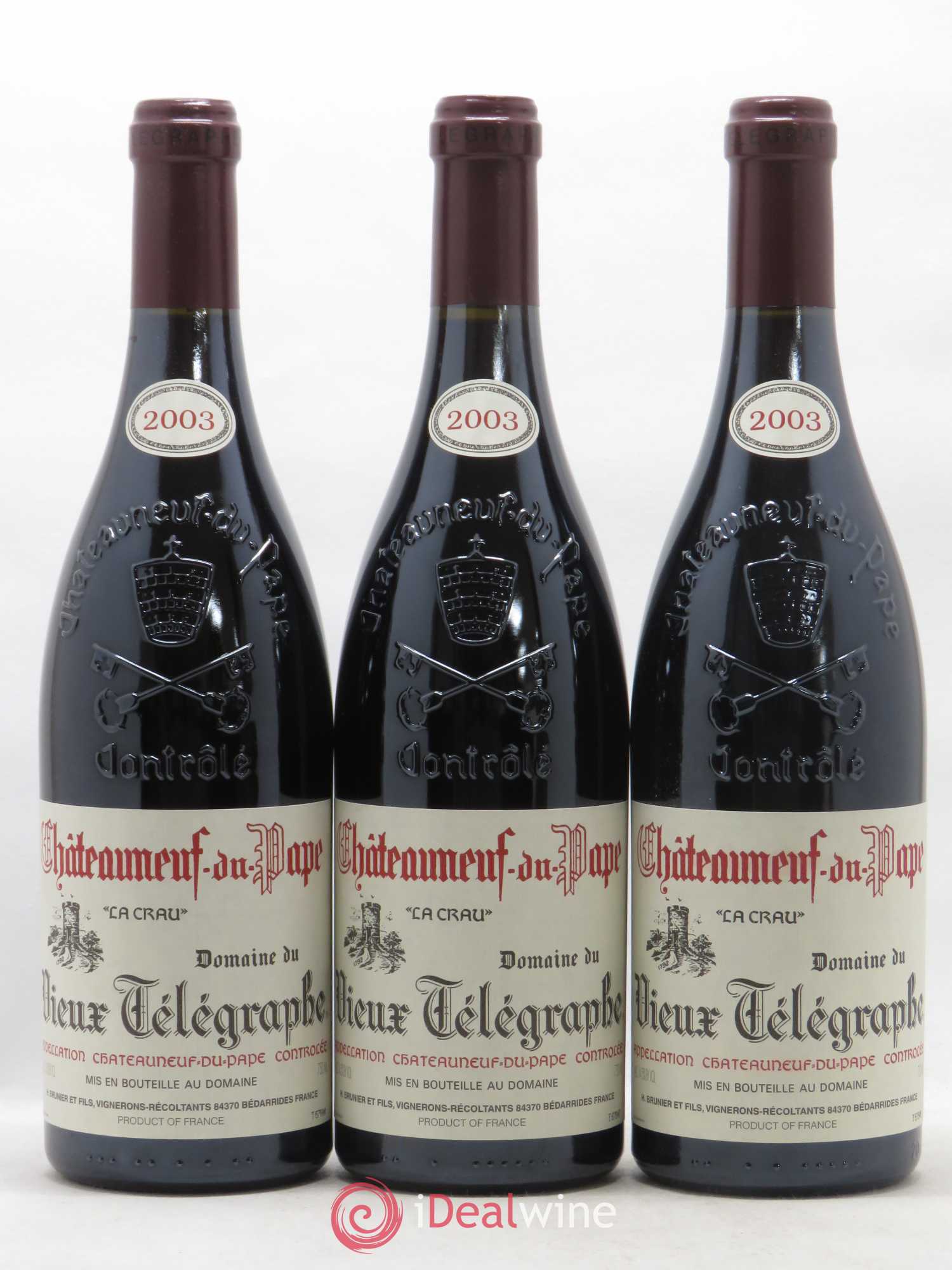 Châteauneuf-du-Pape Vieux Télégraphe (Domaine du) Vignobles Brunier 2003 - Lot de 6 bouteilles - 2