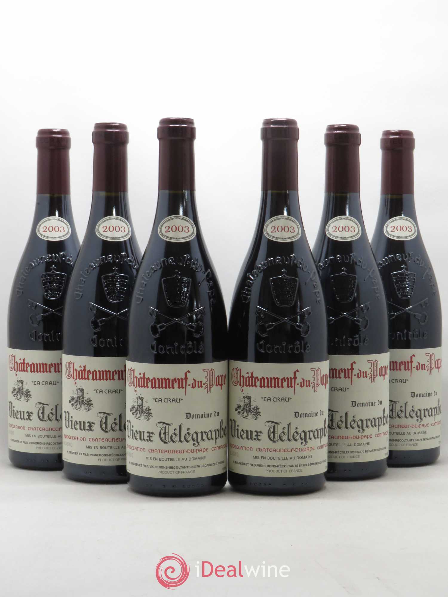 Châteauneuf-du-Pape Vieux Télégraphe (Domaine du) Vignobles Brunier 2003 - Lot de 6 bouteilles - 0