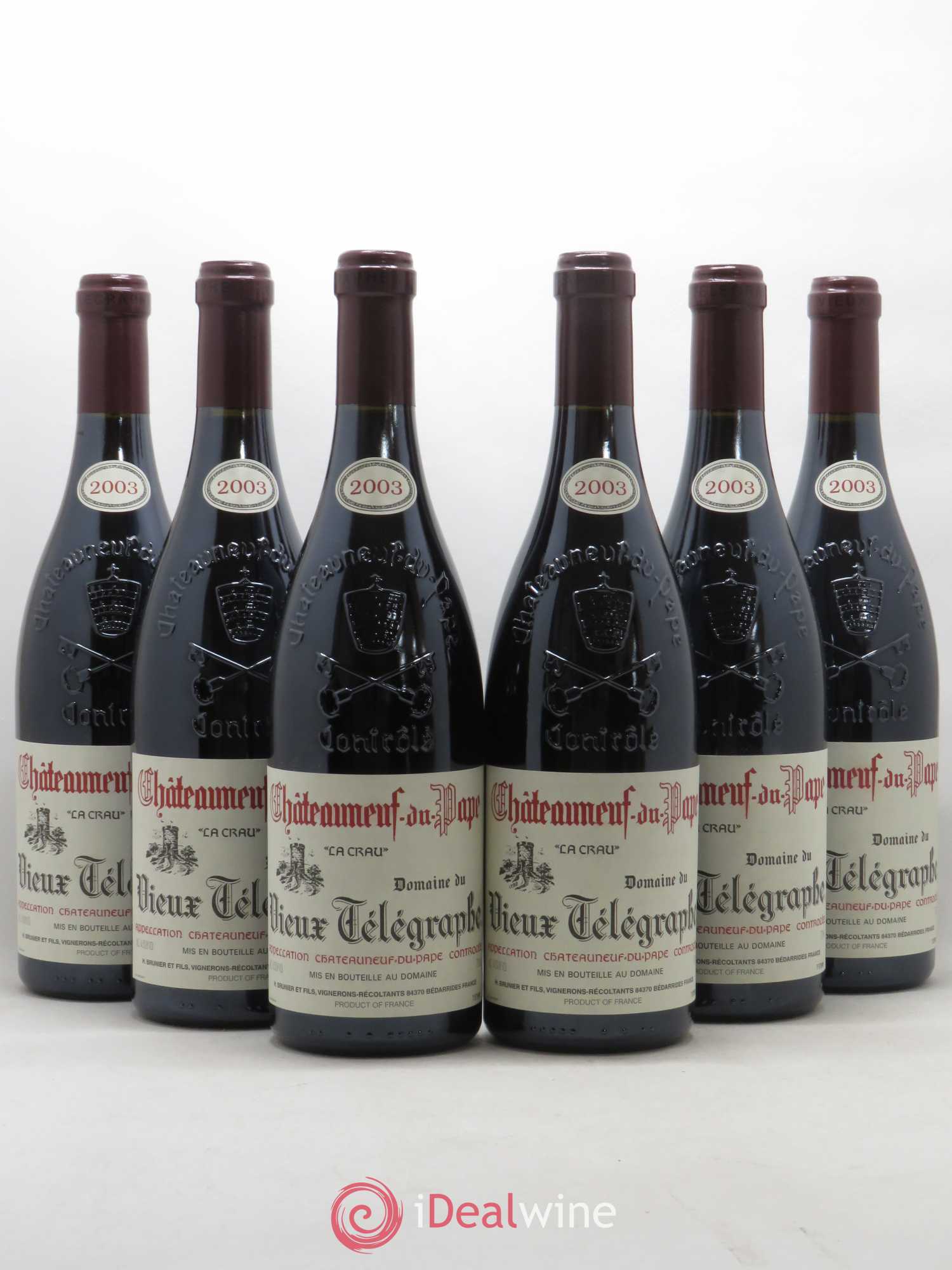 Châteauneuf-du-Pape Vieux Télégraphe (Domaine du) Vignobles Brunier 2003 - Lot de 6 bouteilles - 0