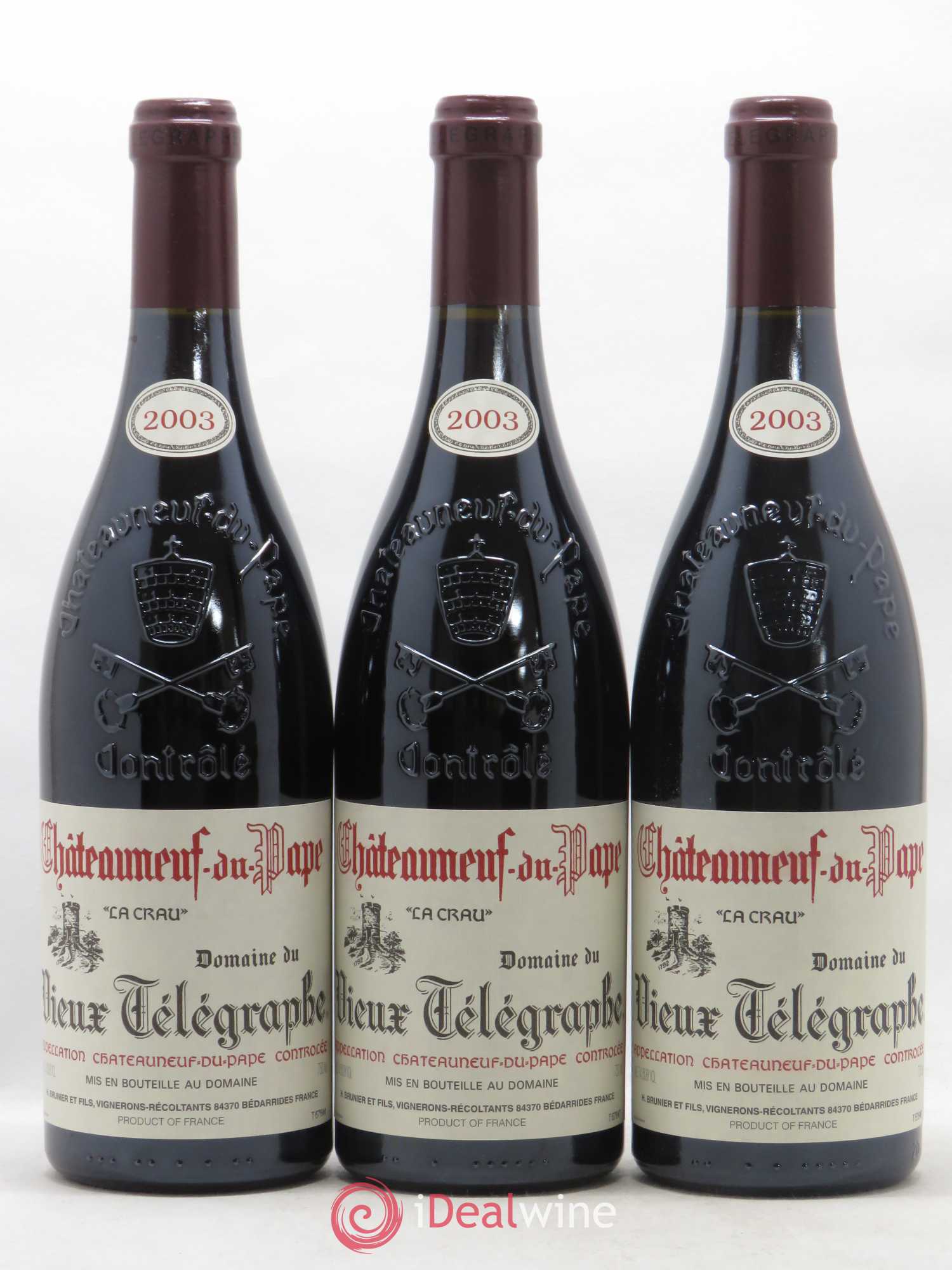Châteauneuf-du-Pape Vieux Télégraphe (Domaine du) Vignobles Brunier 2003 - Lot de 6 bouteilles - 1