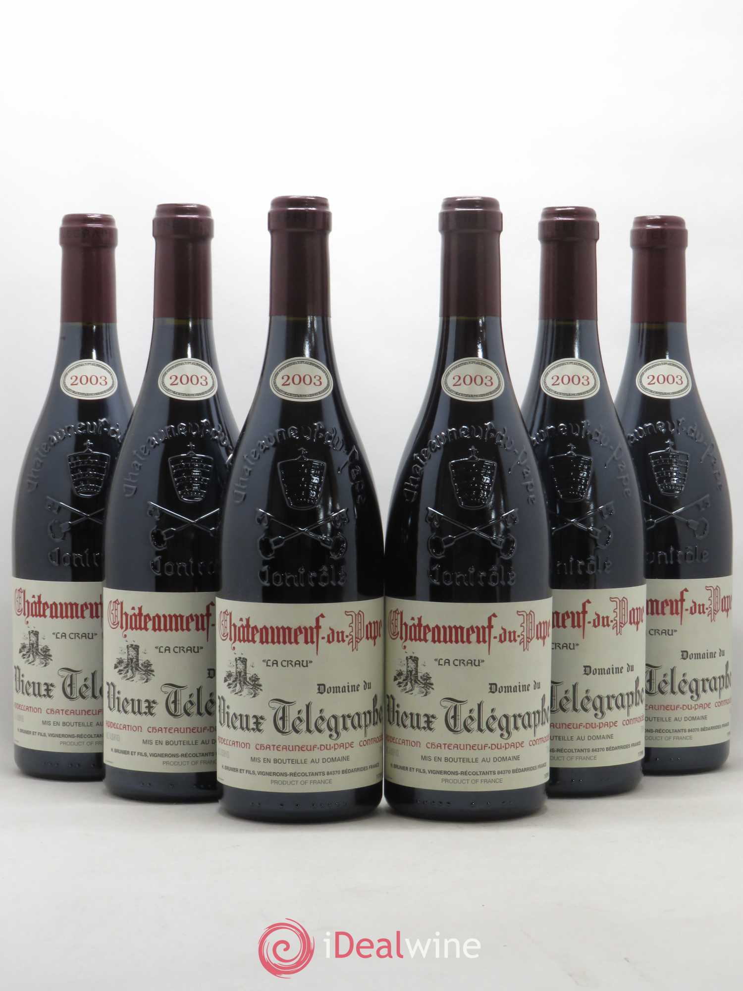 Châteauneuf-du-Pape Vieux Télégraphe (Domaine du) Vignobles Brunier 2003 - Lot de 6 bouteilles - 0