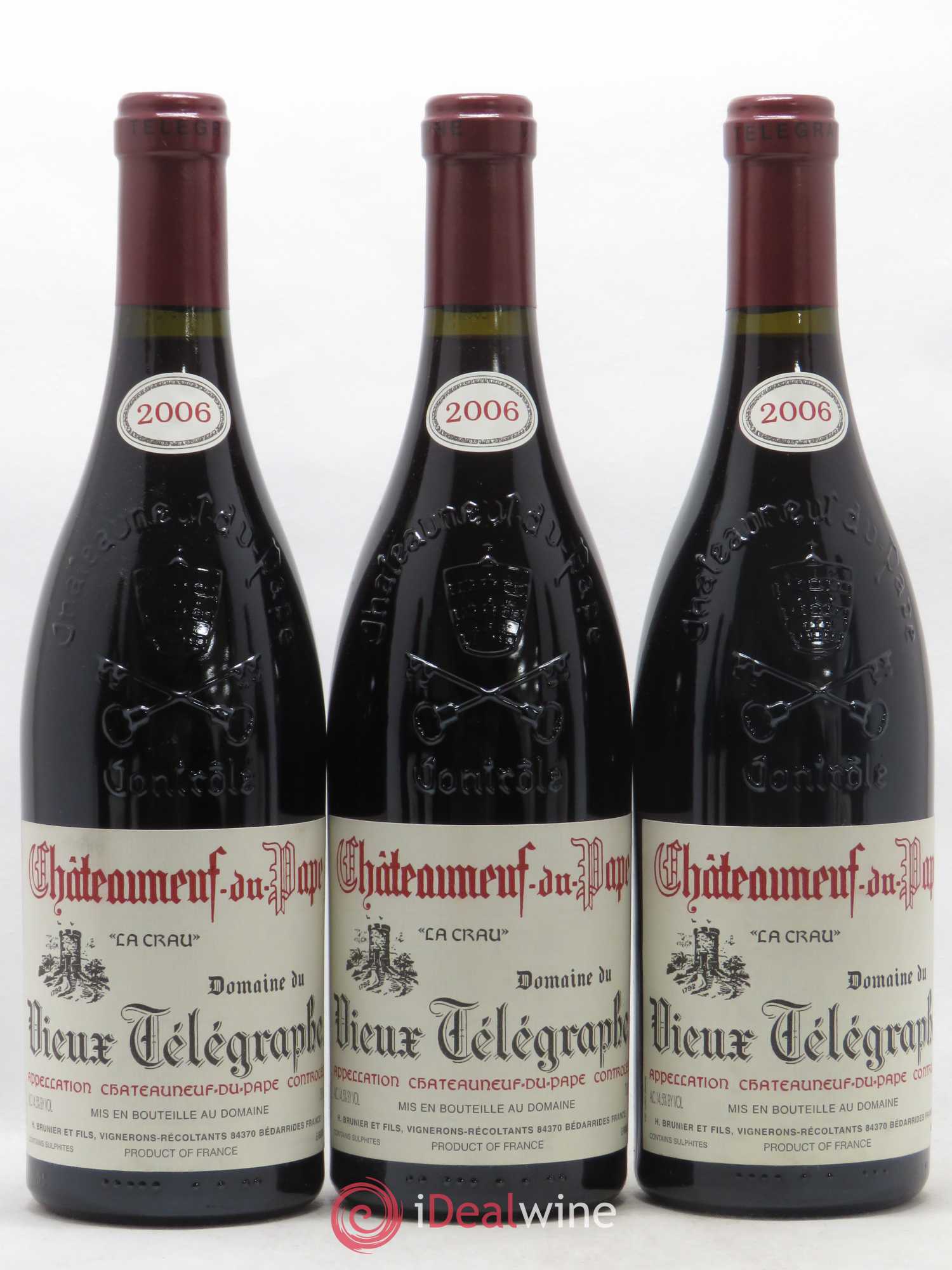 Châteauneuf-du-Pape Vieux Télégraphe (Domaine du) Vignobles Brunier 2006 - Lot de 3 bouteilles - 0
