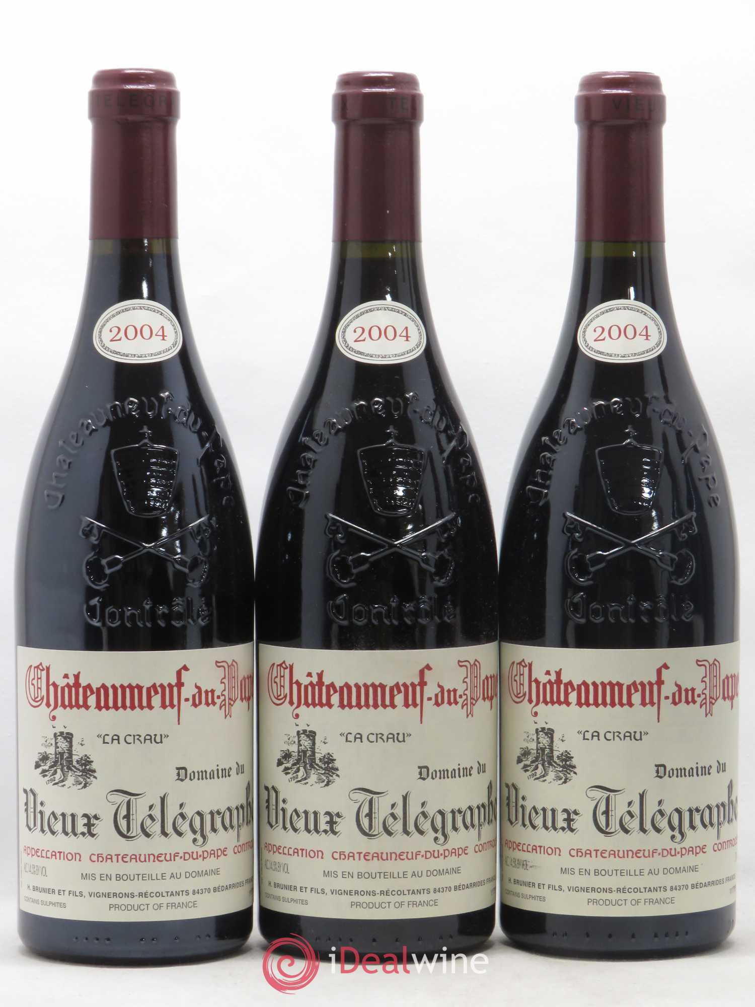 Châteauneuf-du-Pape Vieux Télégraphe (Domaine du) Vignobles Brunier 2004 - Lot de 3 bouteilles - 0