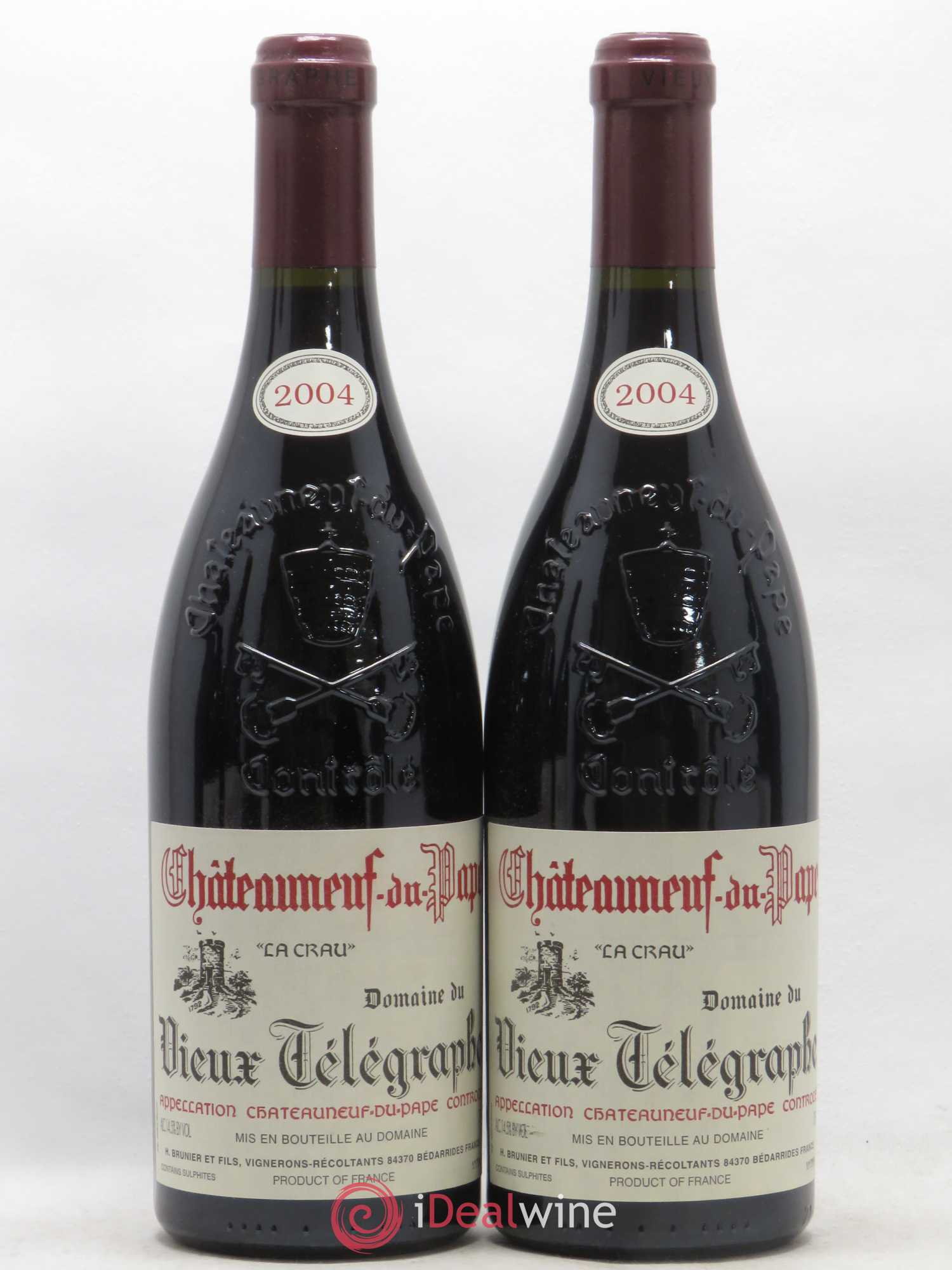Châteauneuf-du-Pape Vieux Télégraphe (Domaine du) Vignobles Brunier 2004 - Lot de 2 bouteilles - 0