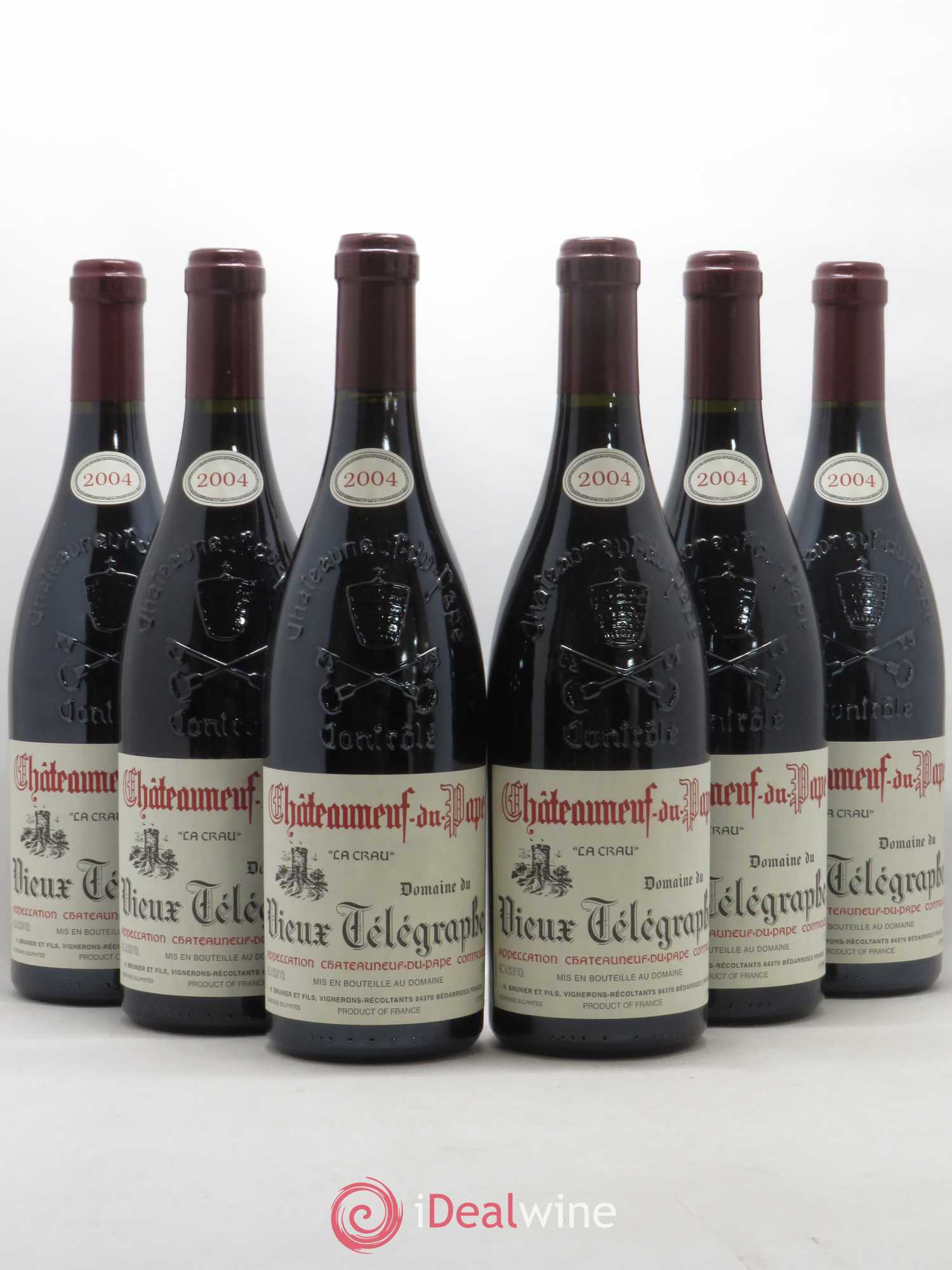 Châteauneuf-du-Pape Vieux Télégraphe (Domaine du) Vignobles Brunier 2004 - Lot de 6 bouteilles - 0