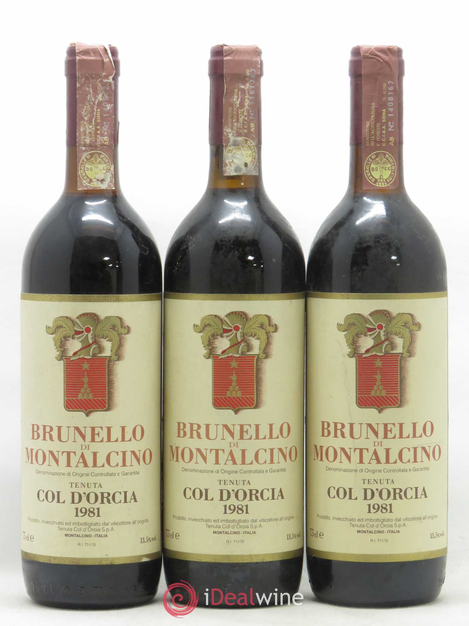 Brunello di Montalcino Col d'Orcia 1981 - Lot de 3 bouteilles - 0