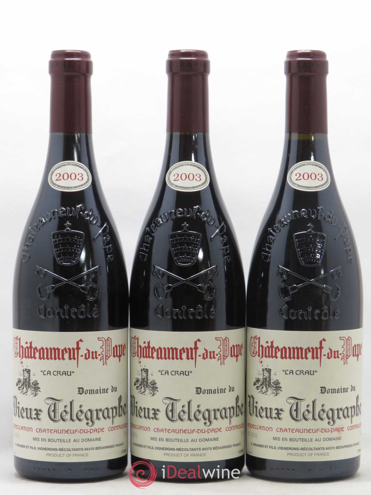 Châteauneuf-du-Pape Vieux Télégraphe (Domaine du) Vignobles Brunier 2003 - Lot de 6 bouteilles - 1