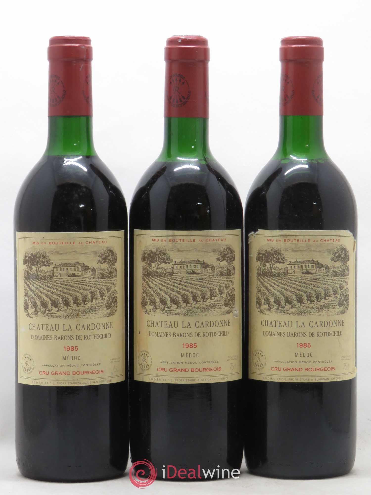 Château la Cardonne Cru Bourgeois 1985 - Lot de 3 bouteilles - 0