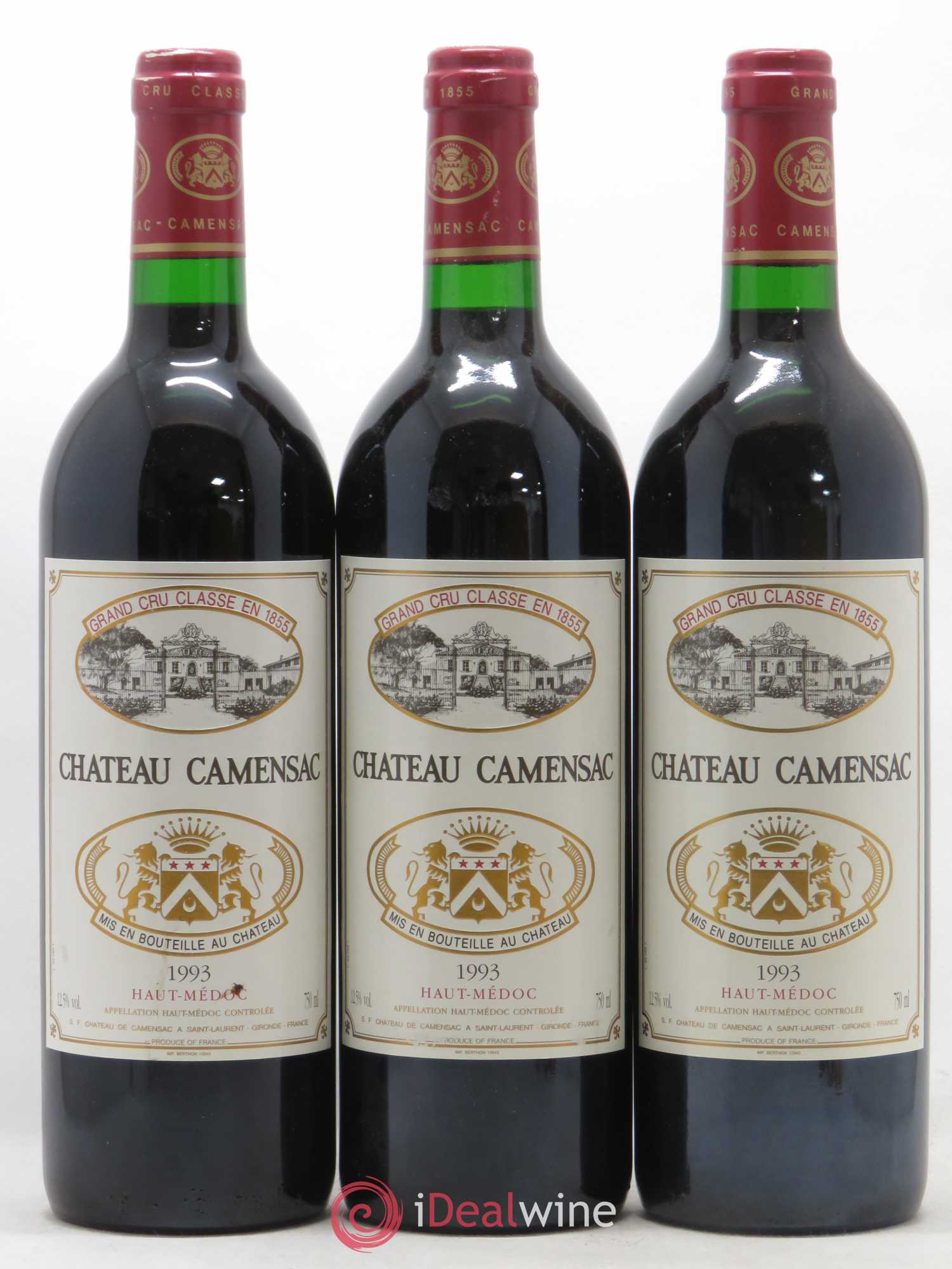 Château Camensac 5ème Grand Cru Classé 1993 - Lot de 3 bouteilles - 0