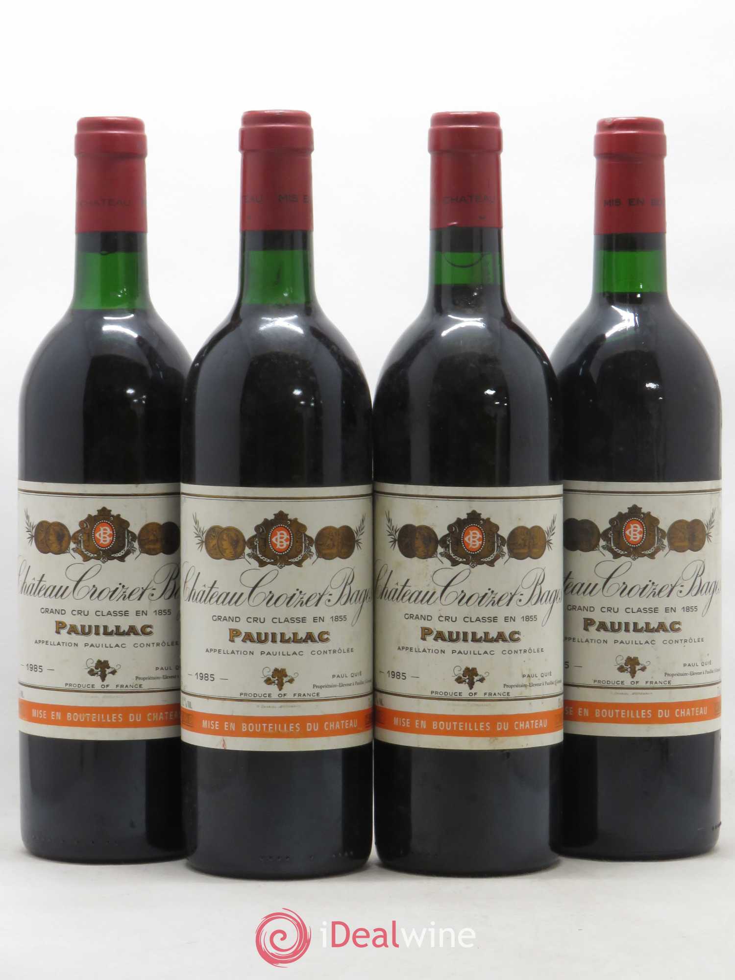 Château Croizet Bages 5ème Grand Cru Classé 1985 - Lot de 4 bouteilles - 0