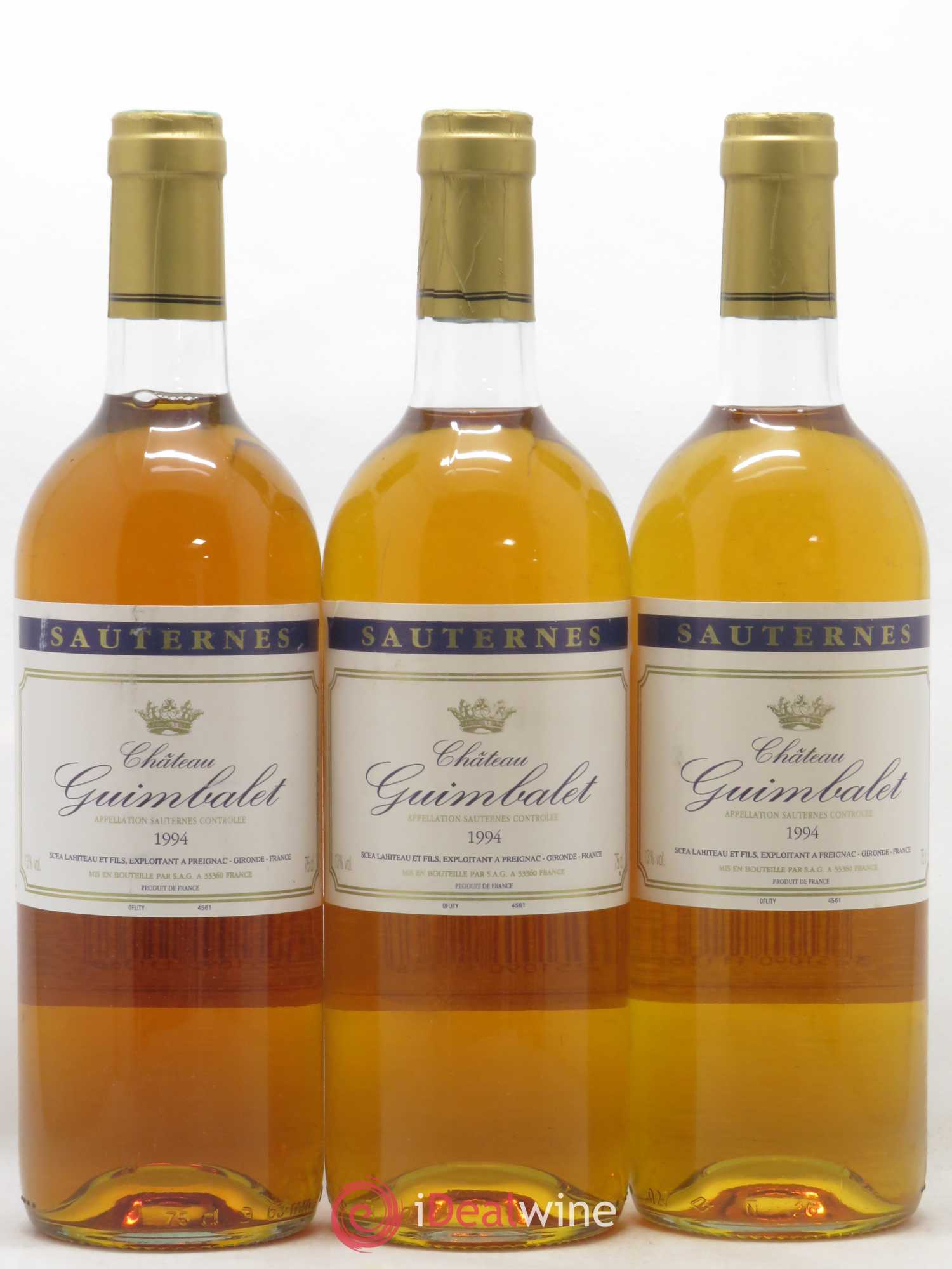 Sauternes Château Guimbalet 1994 - Lotto di 3 bottiglie - 0