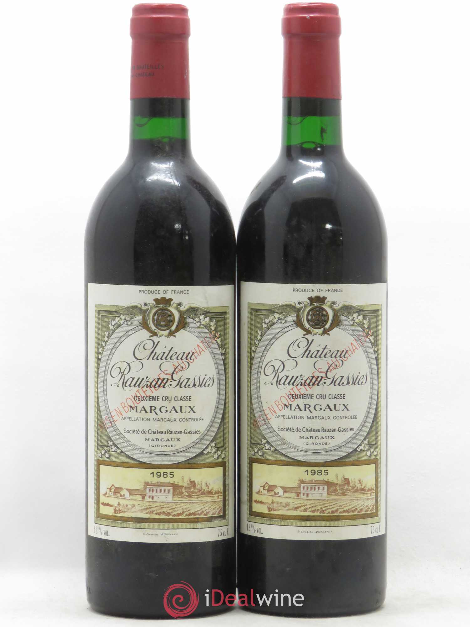 Château Rauzan-Gassies 2ème Grand Cru Classé 1985 - Lot de 2 bouteilles - 0