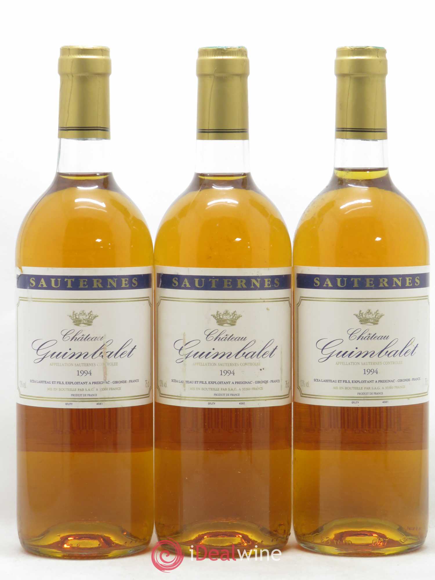 Sauternes Château Guimbalet 1994 - Lotto di 3 bottiglie - 0