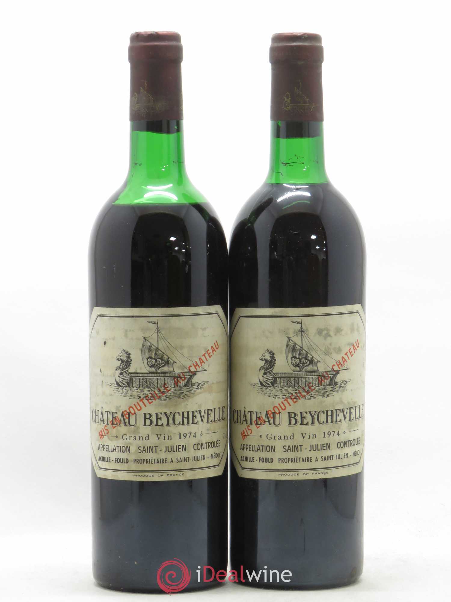 Château Beychevelle 4ème Grand Cru Classé 1974 - Lot de 2 bouteilles - 0
