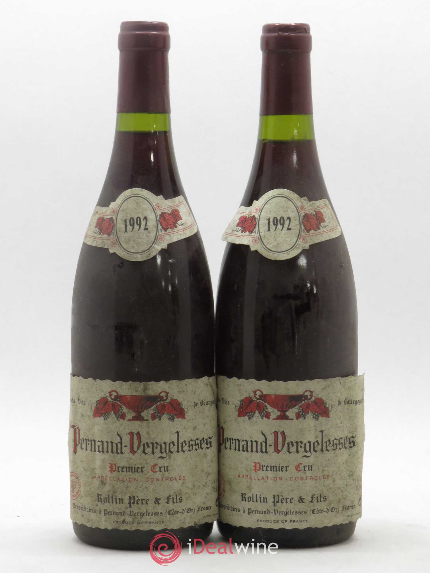 Pernand-Vergelesses 1er Cru Rolin Père et Fils 1992 - Lot de 2 bouteilles - 0