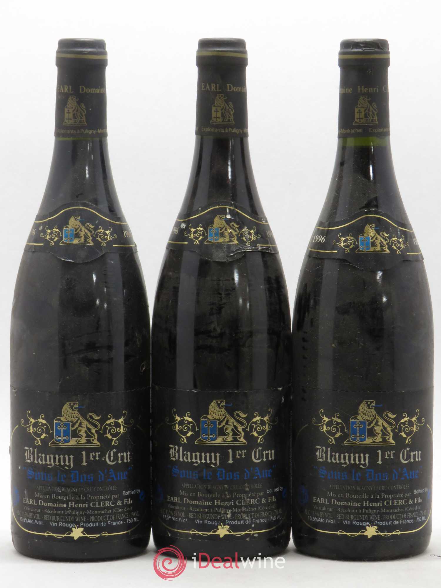 Blagny 1er Cru Sous le Dos d'Ane Domaine Henri Clerc 1996 - Posten von 3 Flaschen - 0