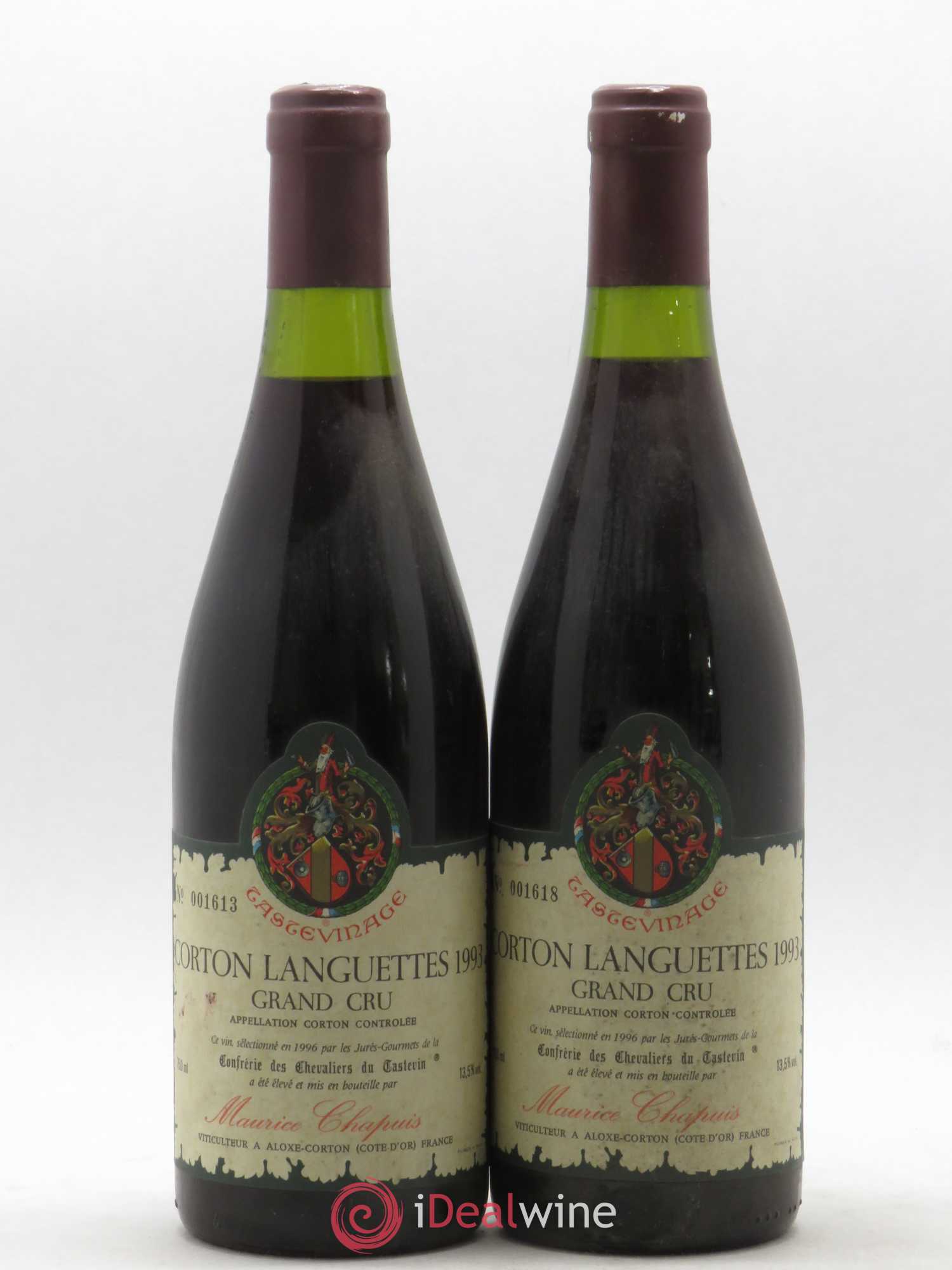 Corton Grand Cru Languettes Domaine Chapuis Tastevinage 1993 - Posten von 2 Flaschen - 0