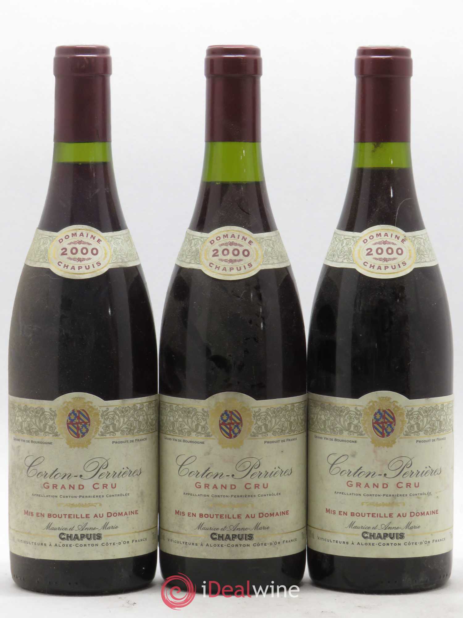 Corton Grand Cru Perrières Domaine Chapuis 2000 - Posten von 3 Flaschen - 0