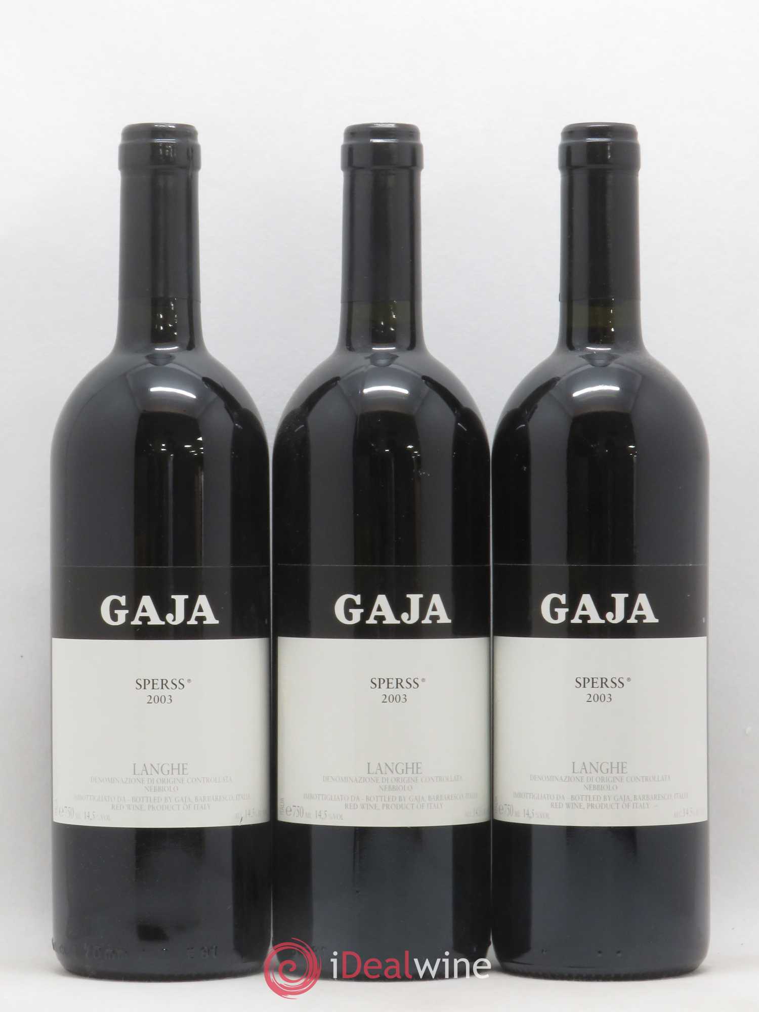 Langhe Sperss Angelo Gaja 2003 - Lot de 3 bouteilles - 0