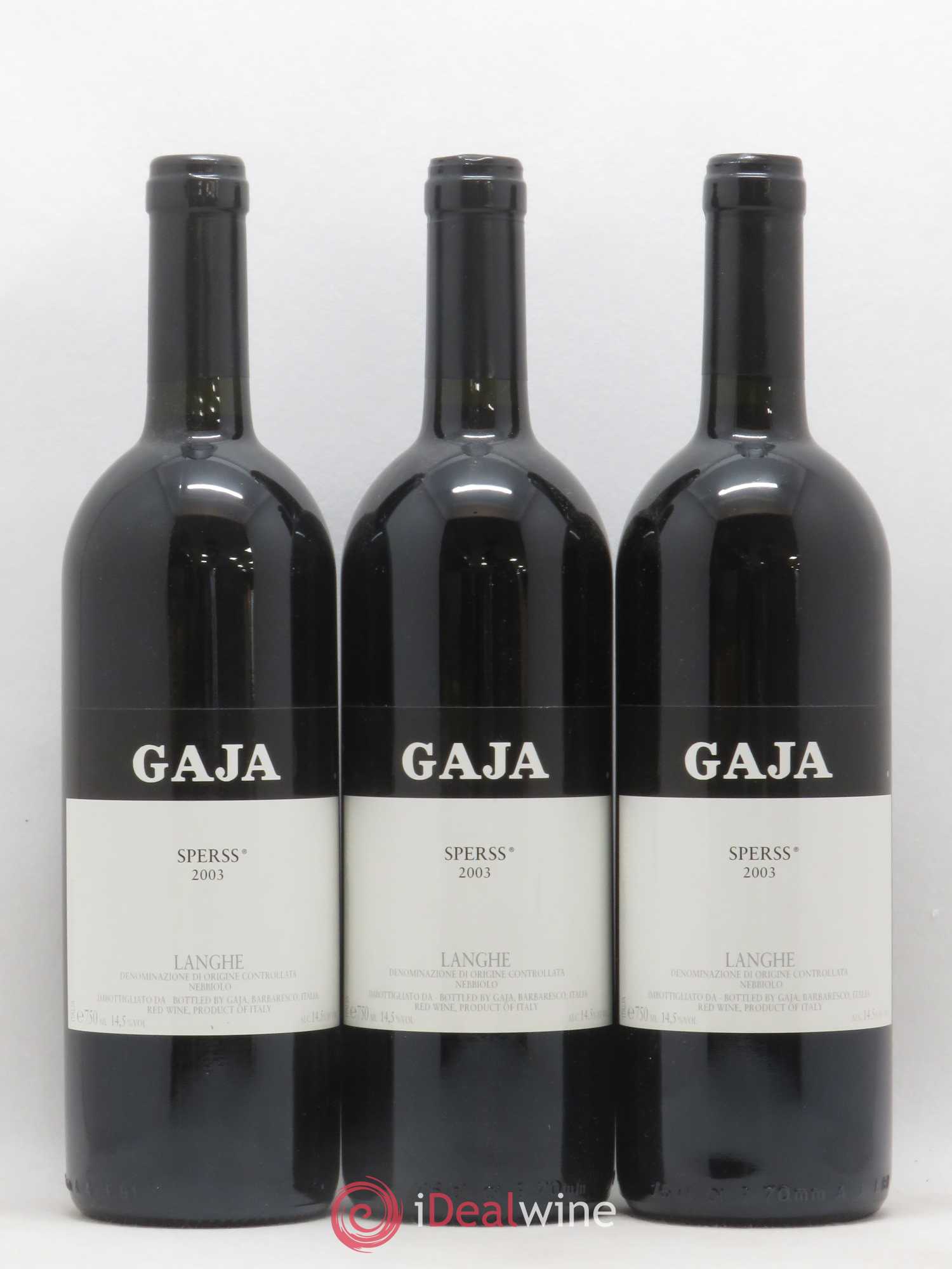 Langhe Sperss Angelo Gaja 2003 - Lot de 3 bouteilles - 0