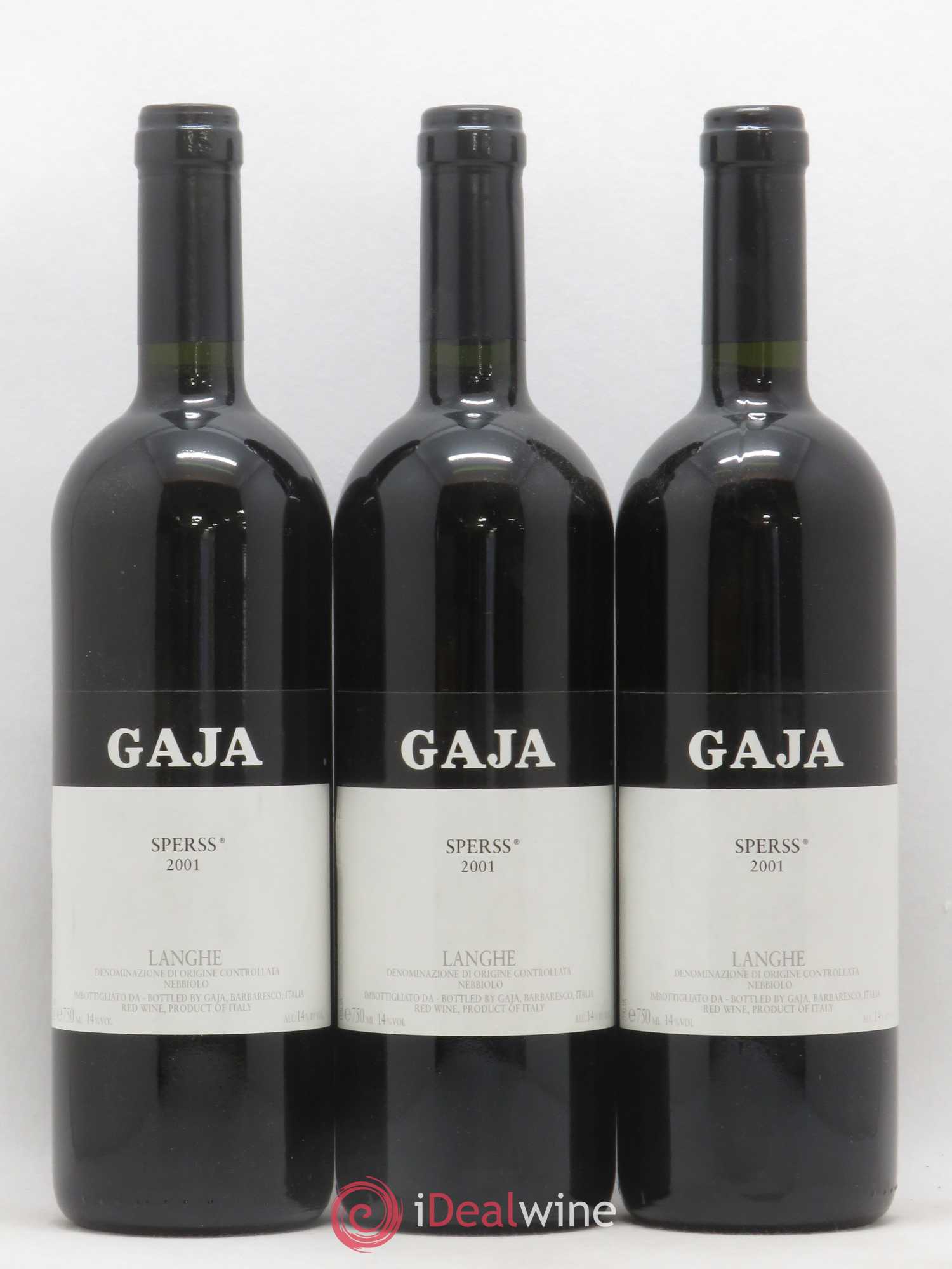 Langhe Sperss Angelo Gaja 2001 - Lot de 3 bouteilles - 0