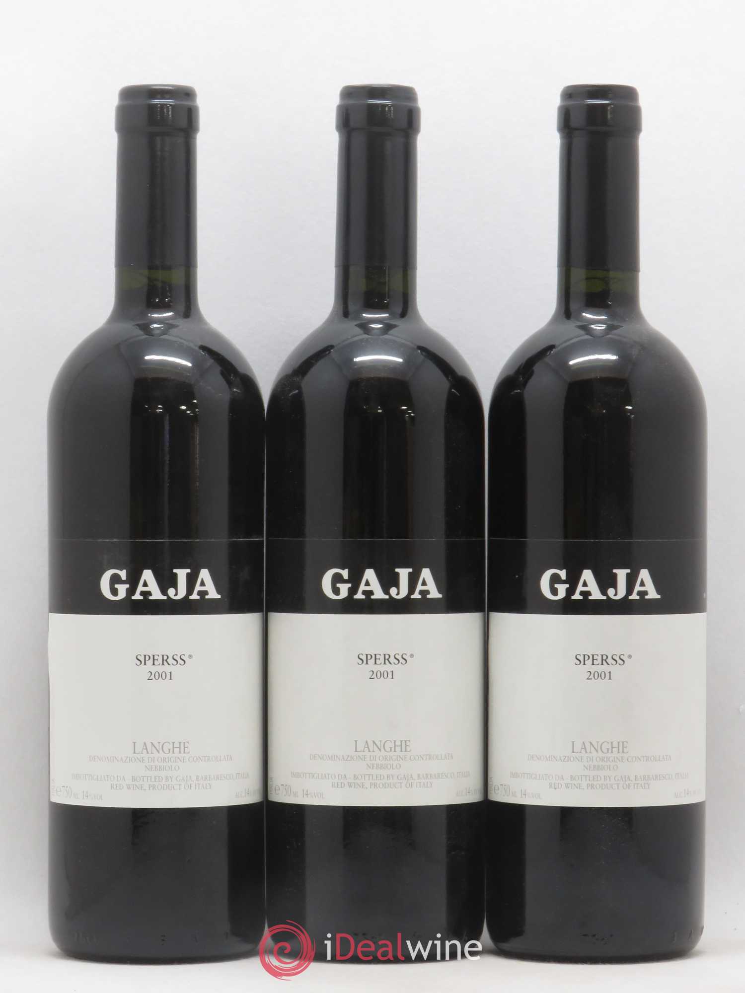 Langhe Sperss Angelo Gaja 2001 - Lot de 3 bouteilles - 0