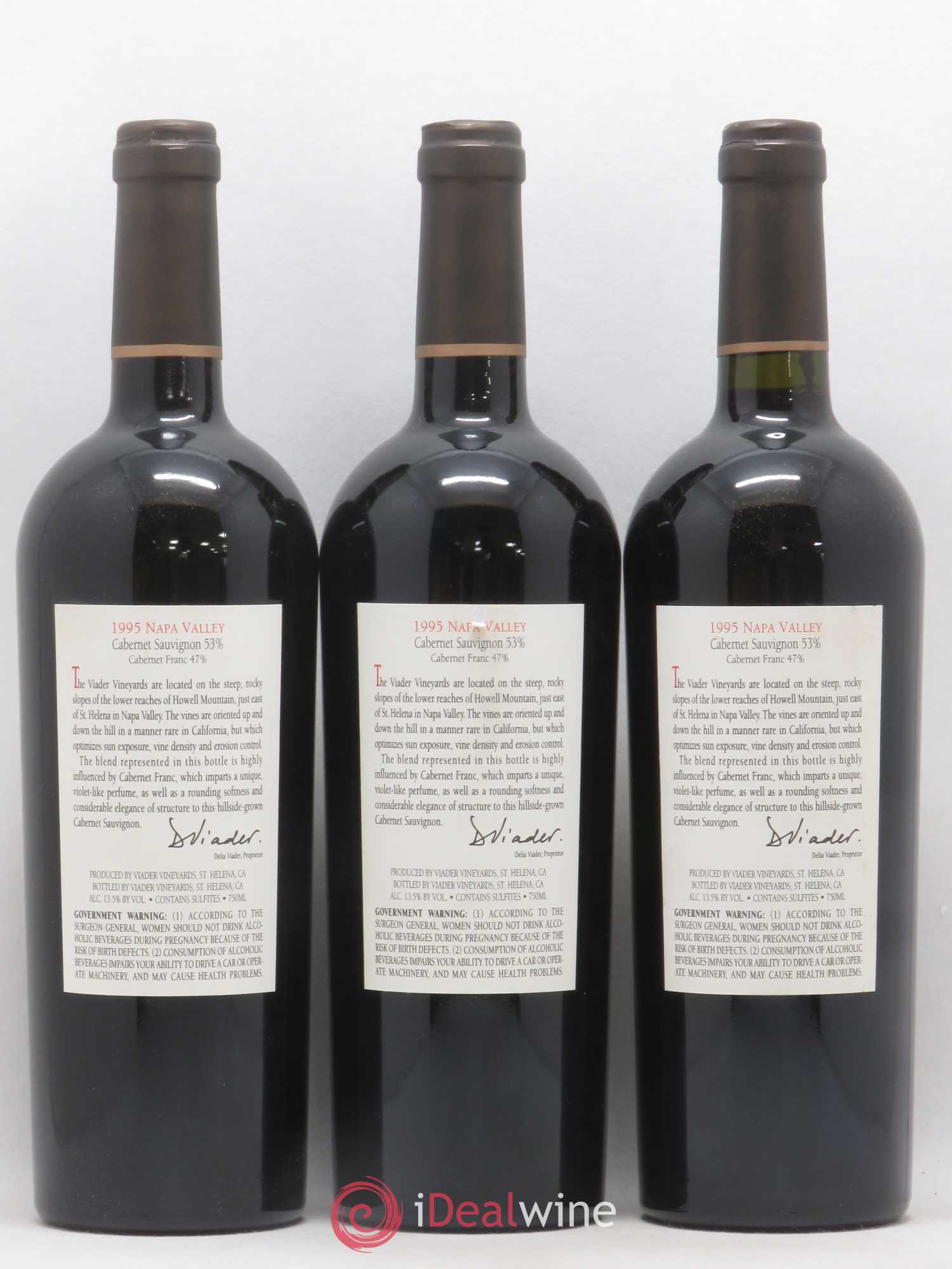 USA Napa Valley Viader Viader Vineyards 1995 - Posten von 3 Flaschen - 1