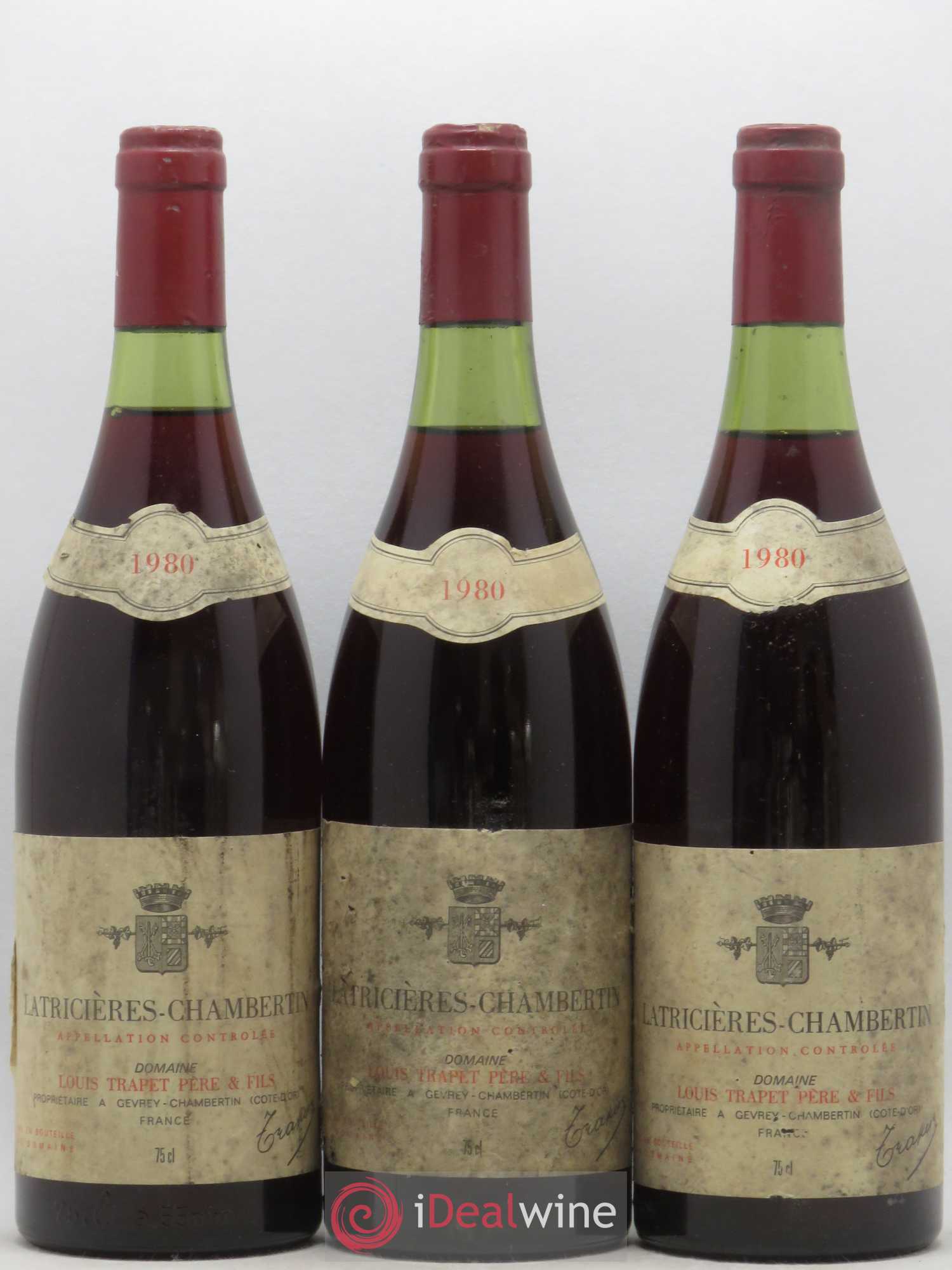 Latricières-Chambertin Grand Cru Domaine Trapet Louis Trapet 1980 - Lot de 3 bouteilles - 0