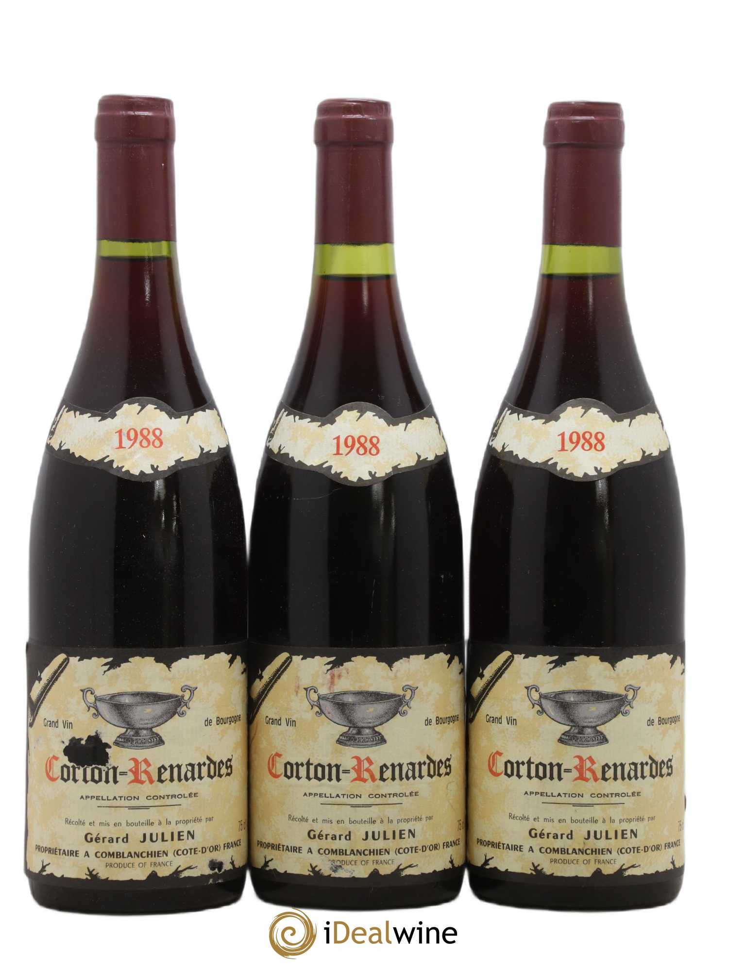 Corton Grand Cru Renardes Julien Gerard 1988 - Posten von 3 Flaschen - 0