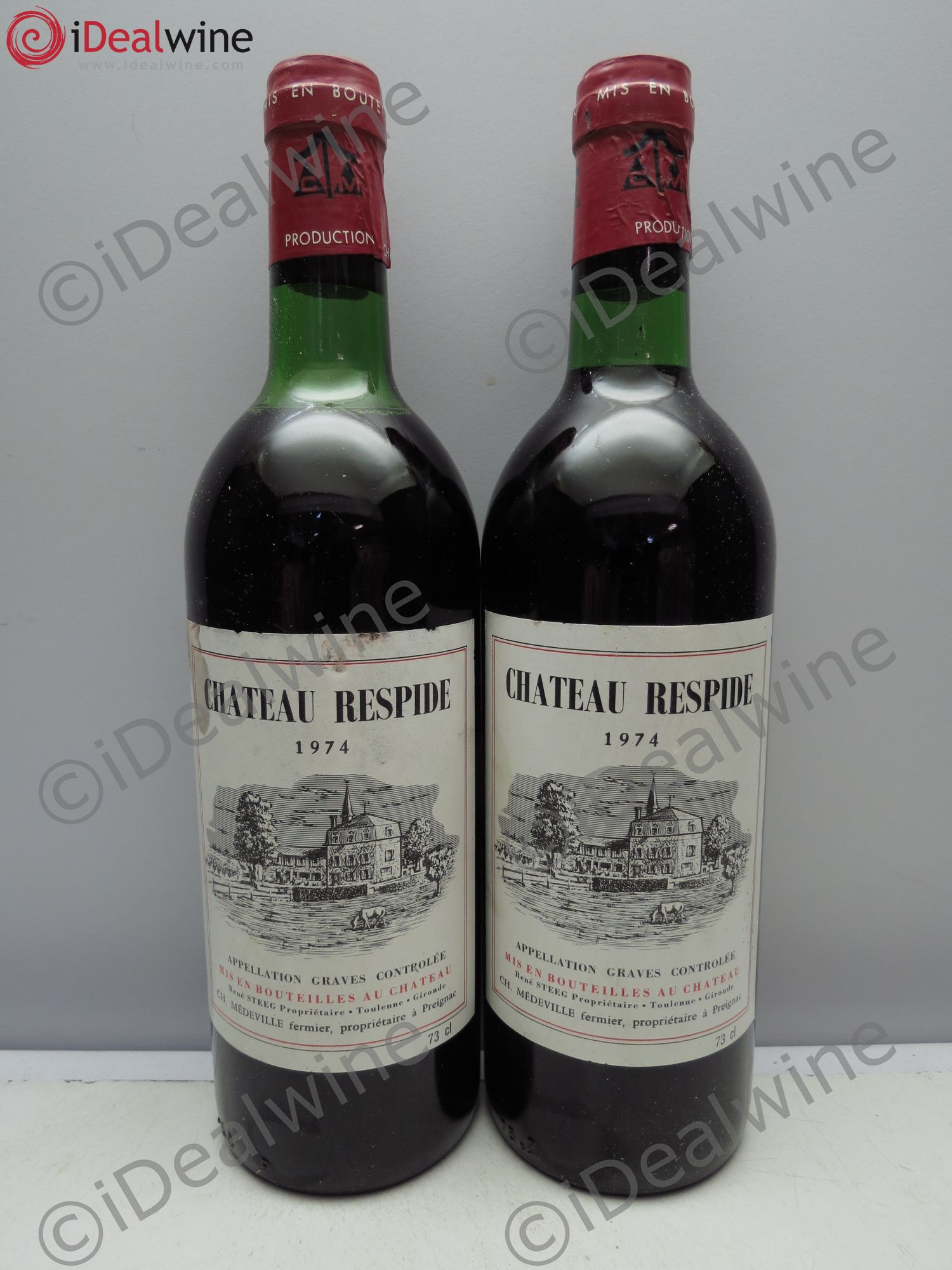 Château Respide Médeville 1974 - Lot de 2 bouteilles - 0
