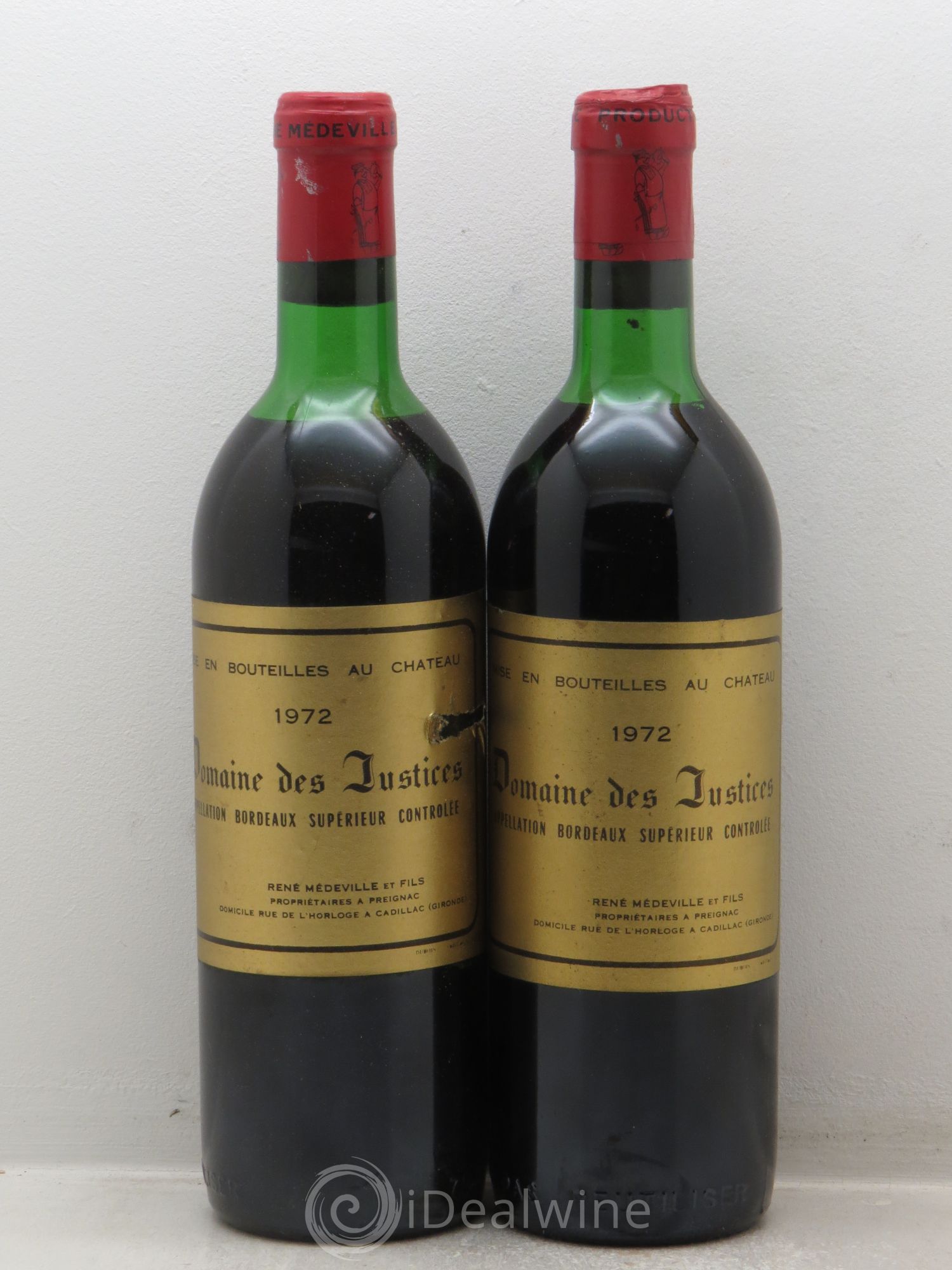 Bordeaux Château Les Justices 1972 - Posten von 2 Flaschen - 0