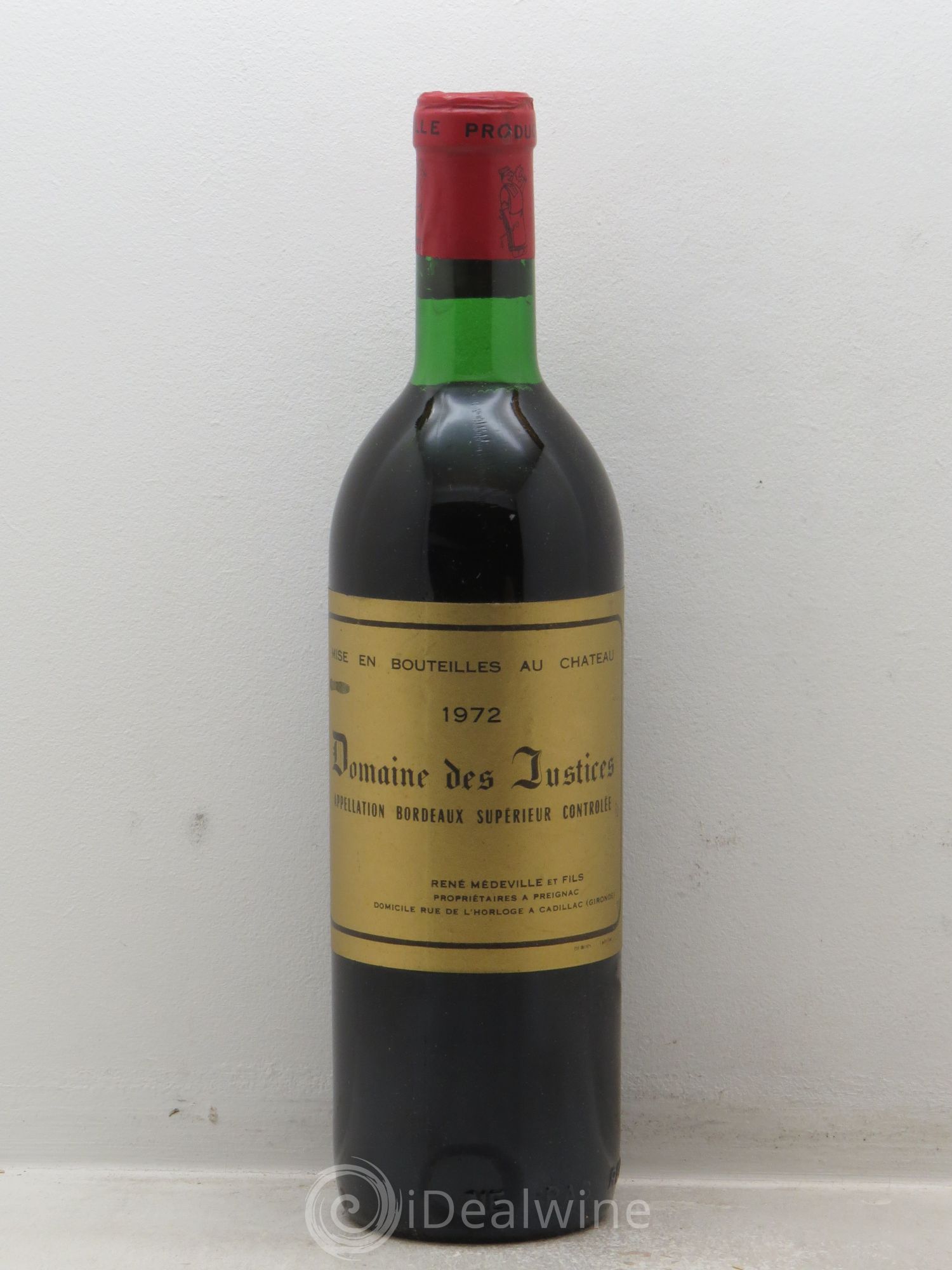 Bordeaux Château Les Justices 1972 - Posten von 1 Flasche - 0