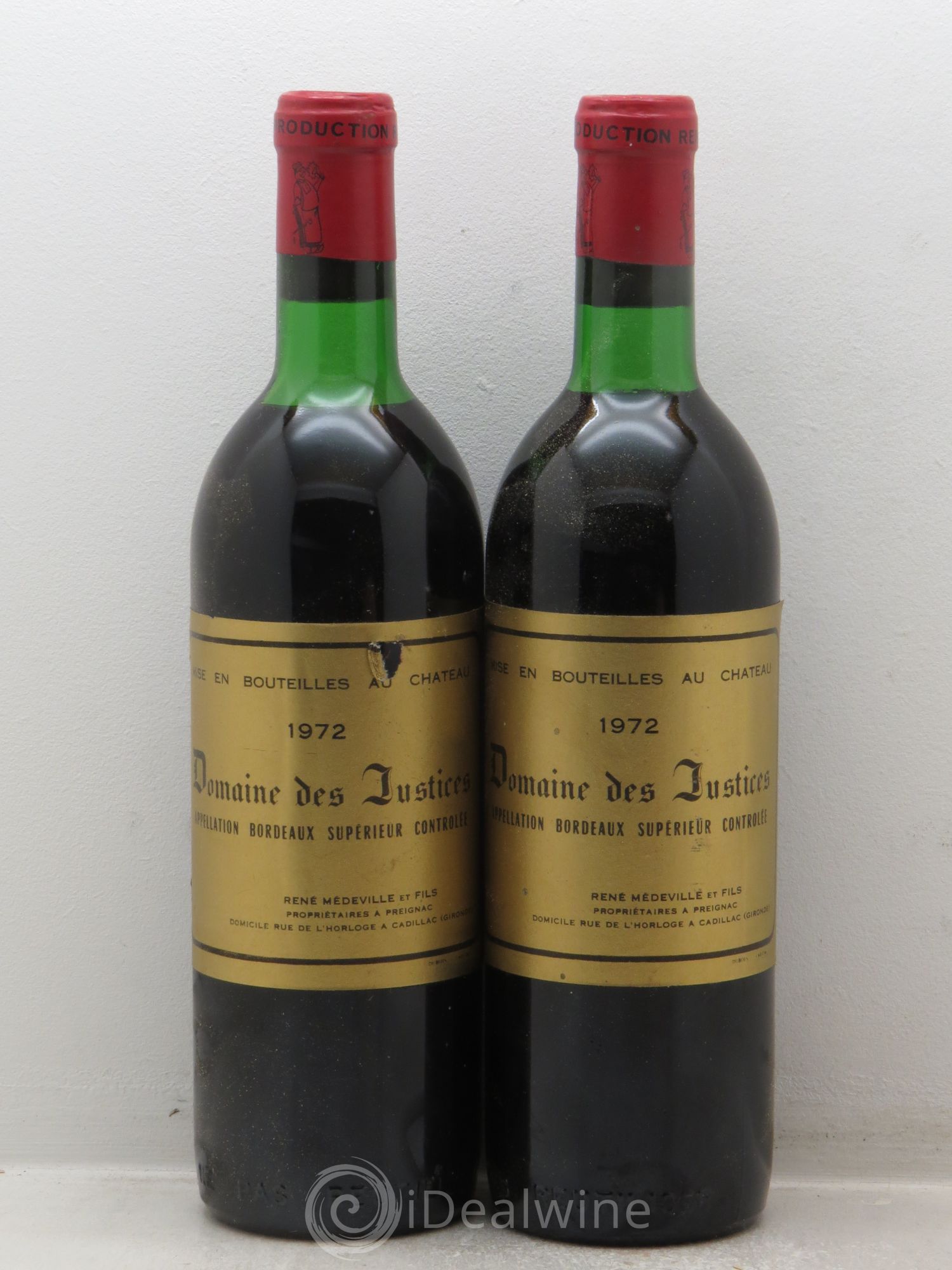 Bordeaux Château Les Justices 1972 - Posten von 2 Flaschen - 0