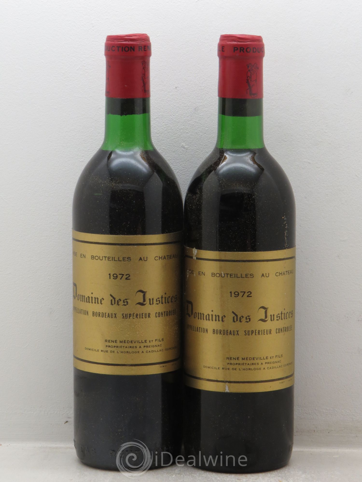 Bordeaux Château Les Justices 1972 - Posten von 2 Flaschen - 0