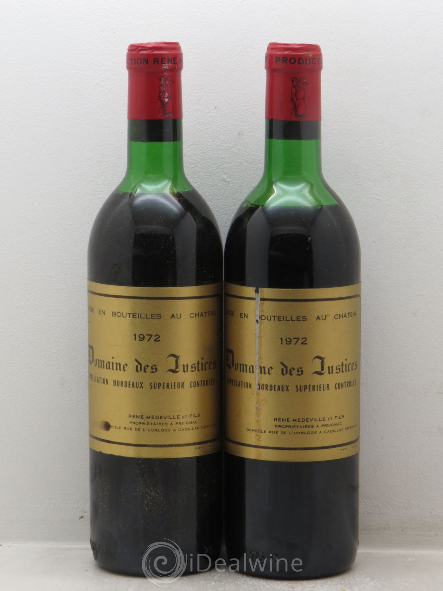 Bordeaux Château Les Justices 1972 - Posten von 2 Flaschen - 0