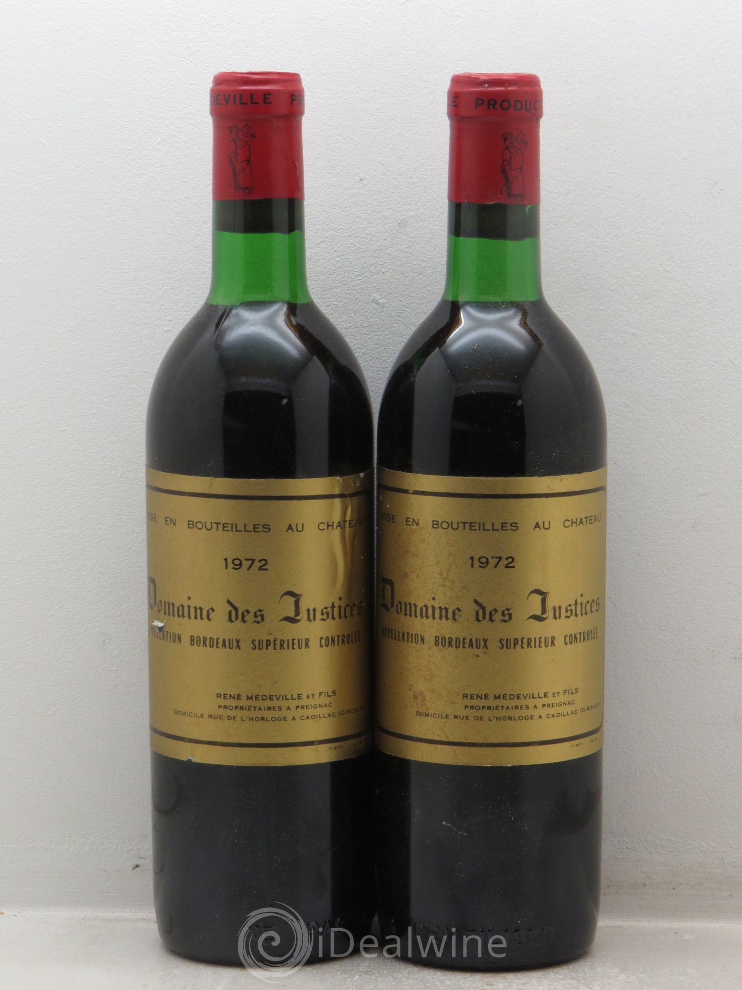 Bordeaux Château Les Justices 1972 - Posten von 2 Flaschen - 0