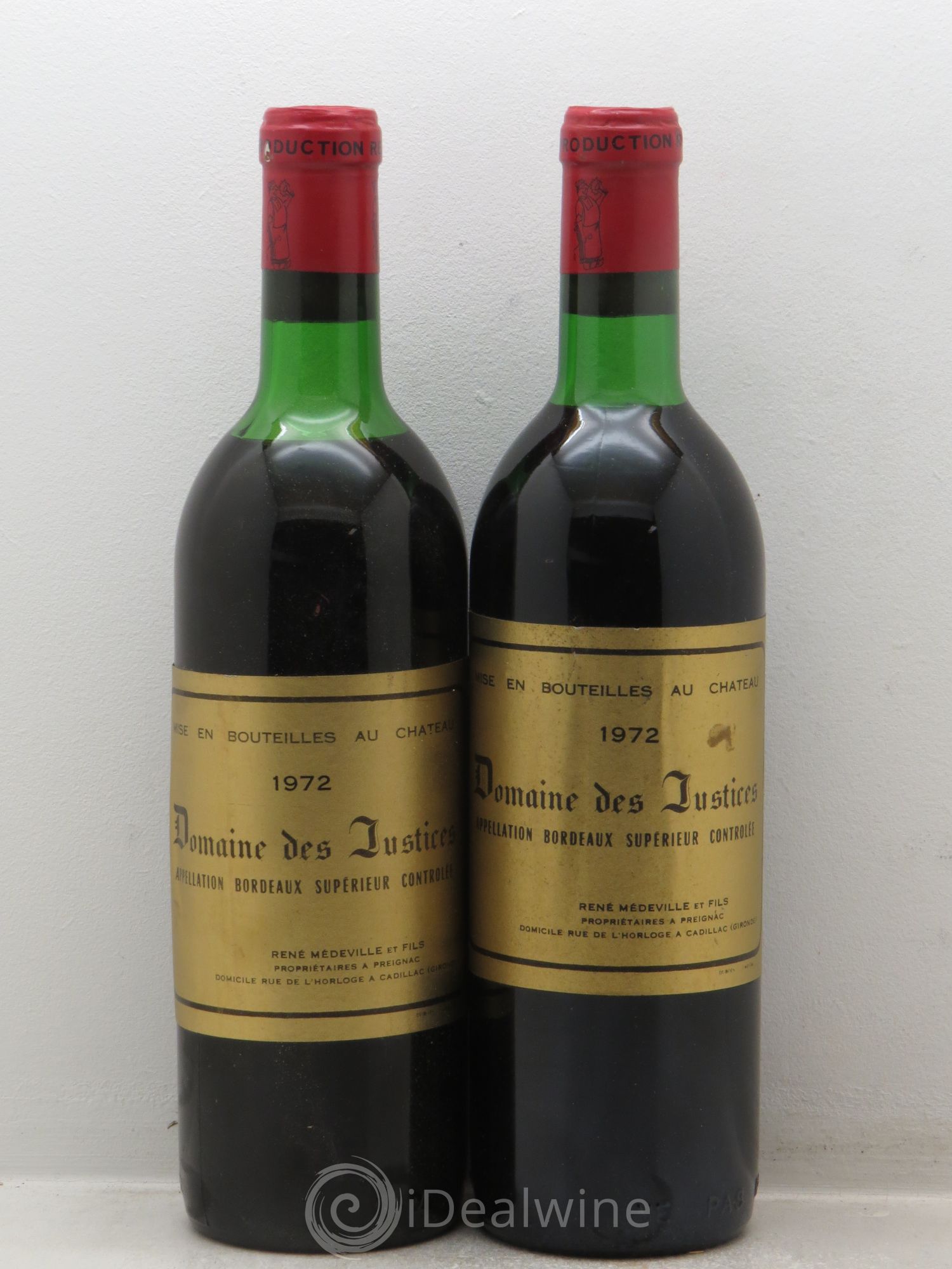 Bordeaux Château Les Justices 1972 - Posten von 2 Flaschen - 0