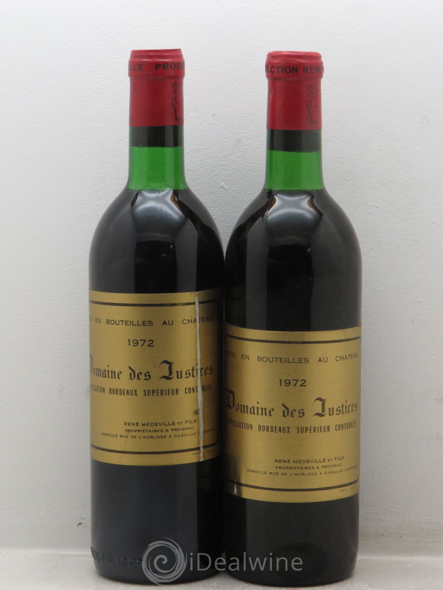 Bordeaux Château Les Justices 1972 - Posten von 2 Flaschen - 0
