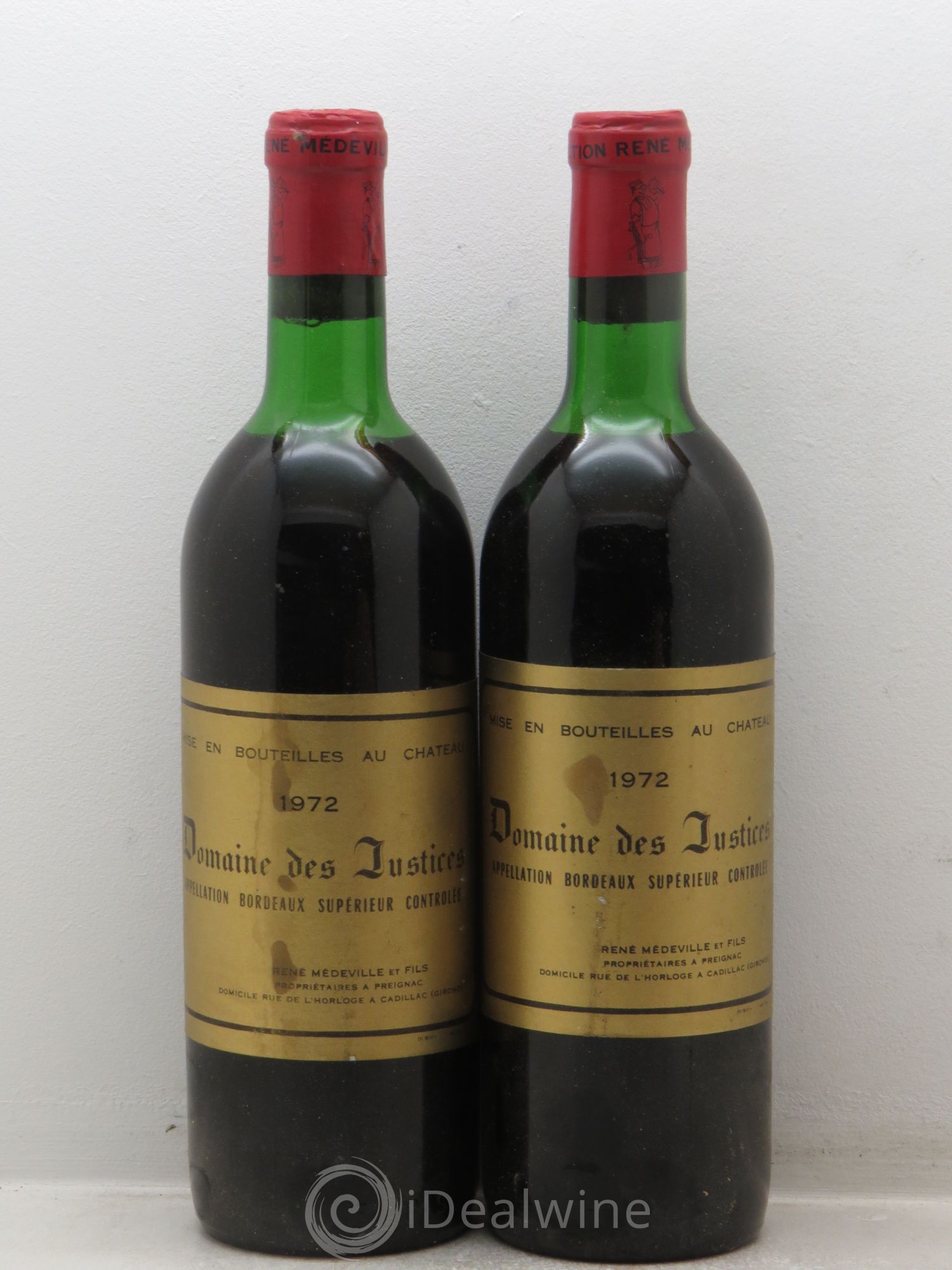 Bordeaux Château Les Justices 1972 - Posten von 2 Flaschen - 0