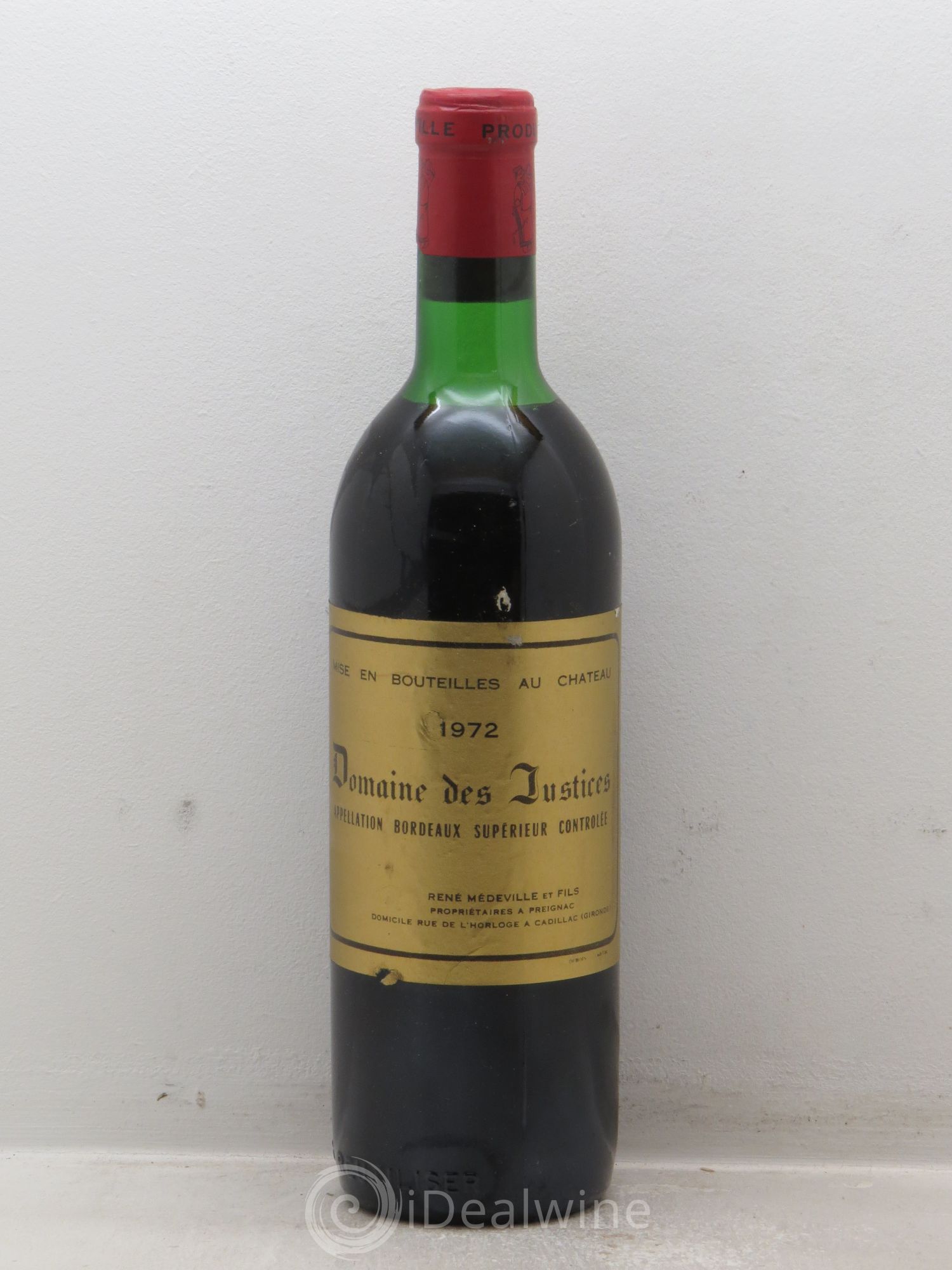 Bordeaux Château Les Justices (sans prix de réserve) 1972 - Posten von 1 Flasche - 0