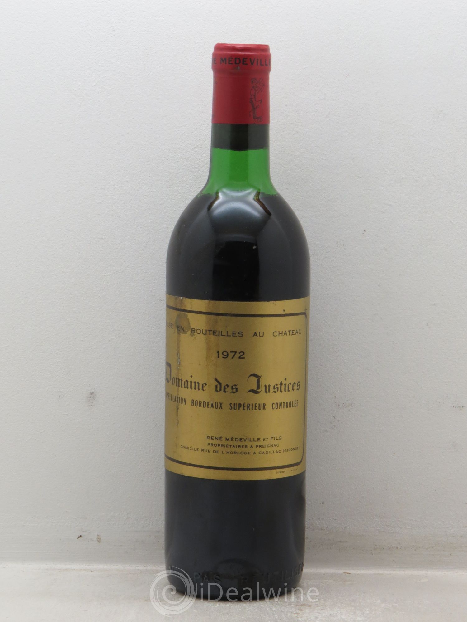 Bordeaux Château Les Justices 1972 - Posten von 1 Flasche - 0