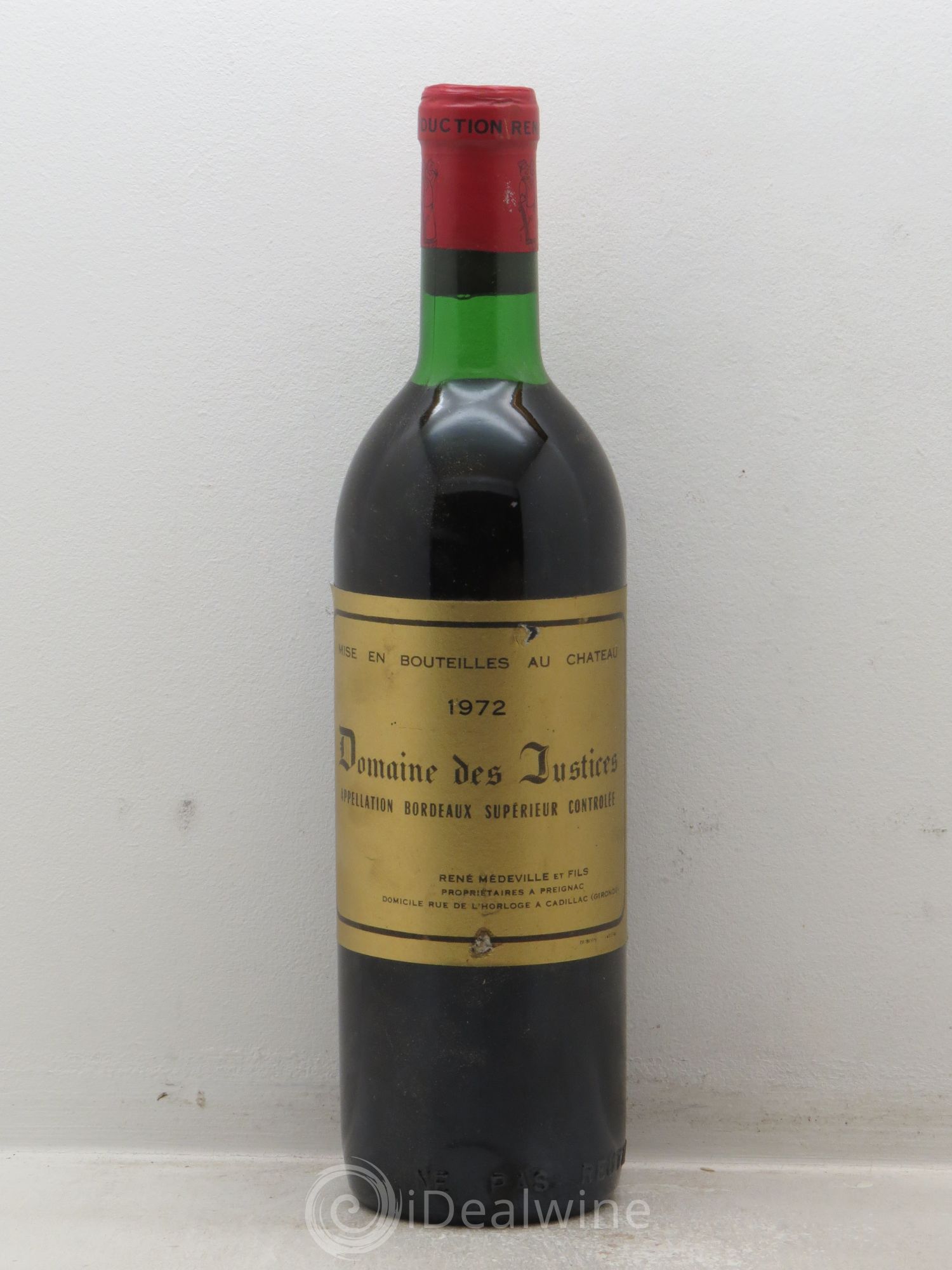 Bordeaux Château Les Justices (sans prix de réserve) 1972 - Posten von 1 Flasche - 0