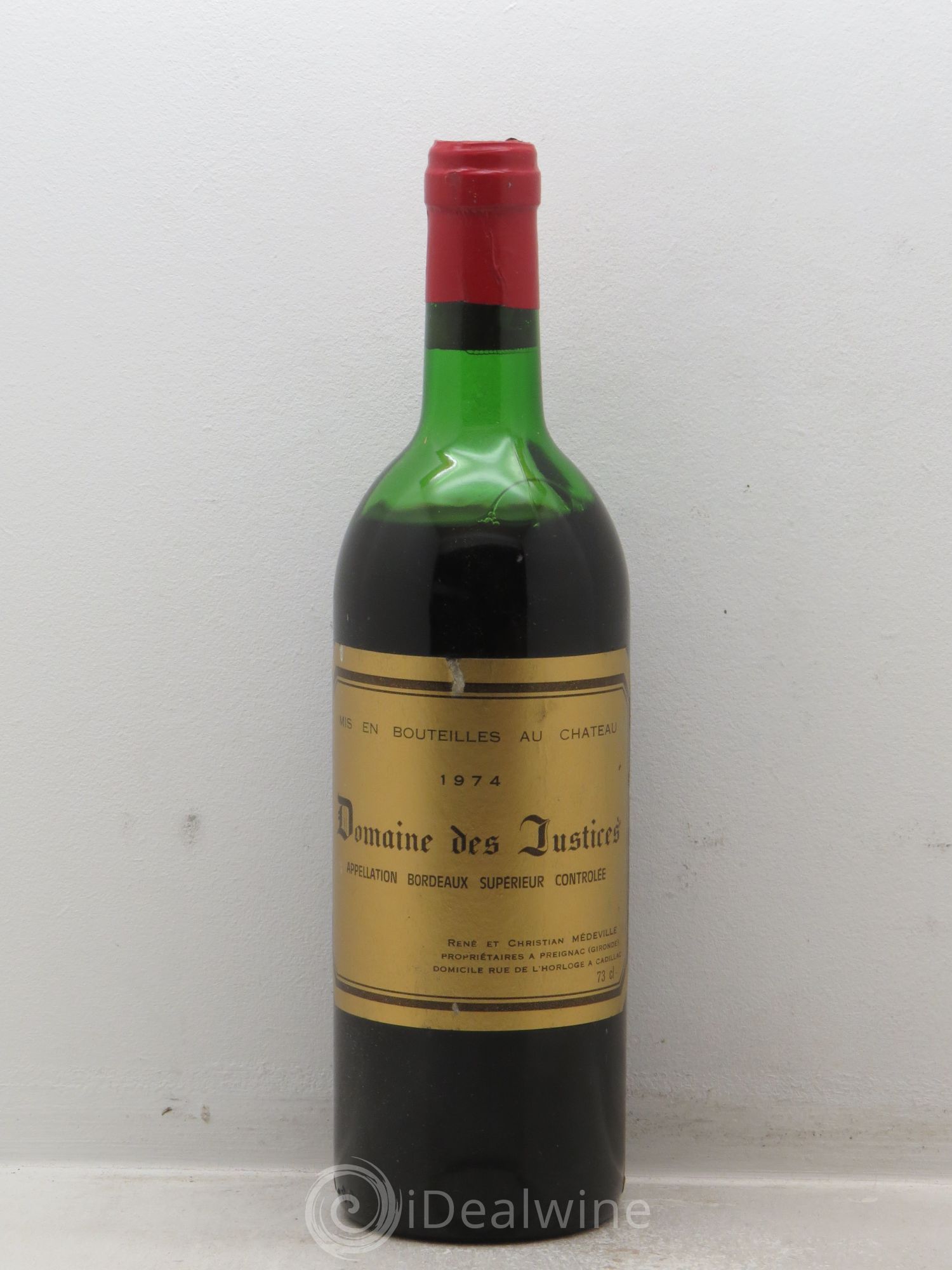 Bordeaux Château Les Justices (sans prix de réserve) 1974 - Posten von 1 Flasche - 0