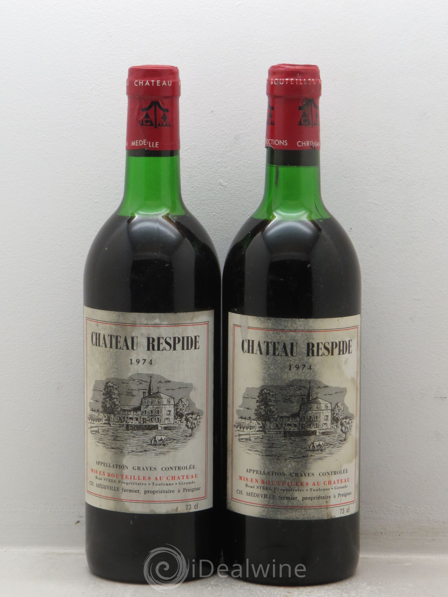 Château Respide Médeville 1974 - Lot de 2 bouteilles - 0