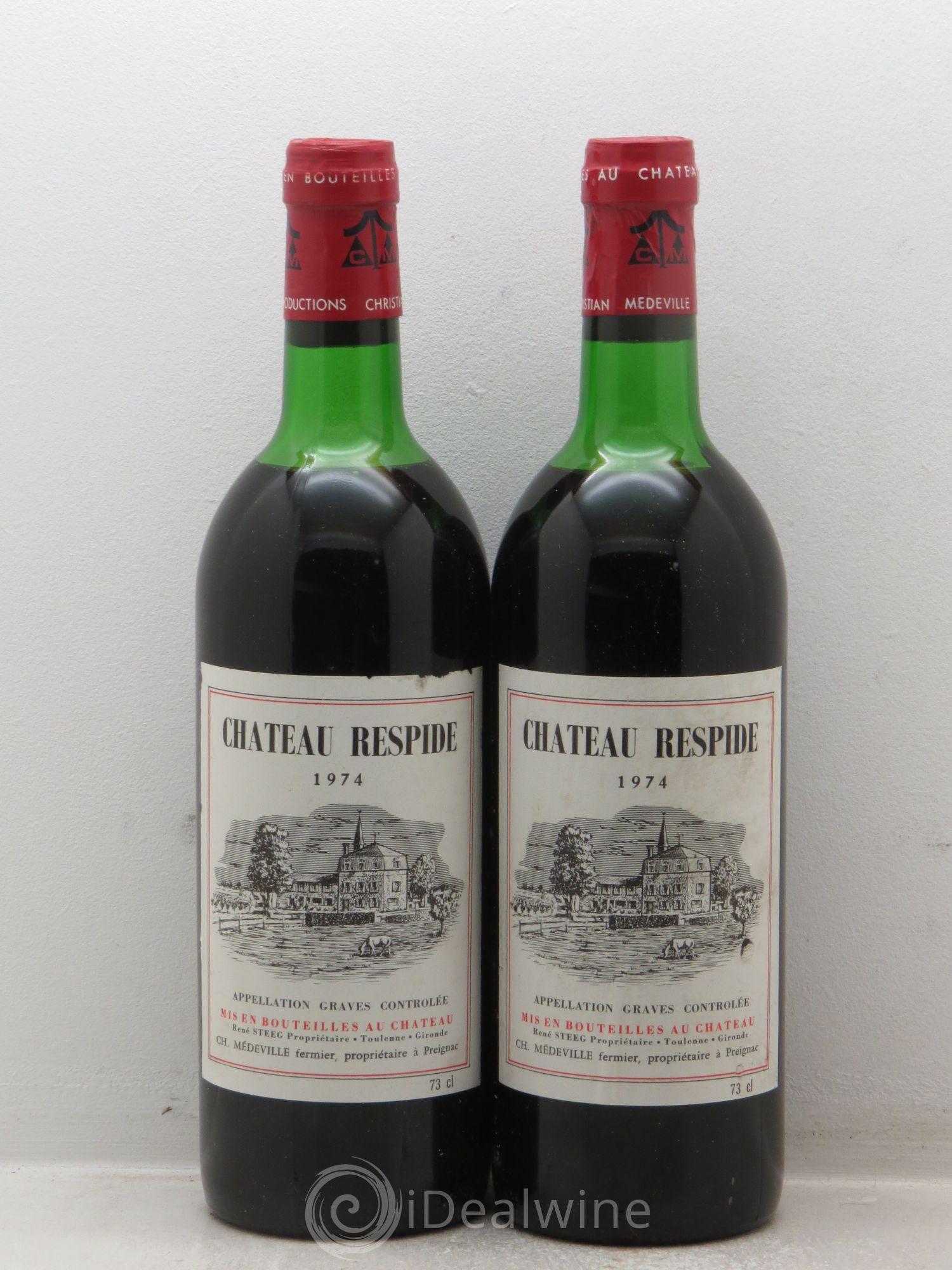Château Respide Médeville 1974 - Lot de 2 bouteilles - 0