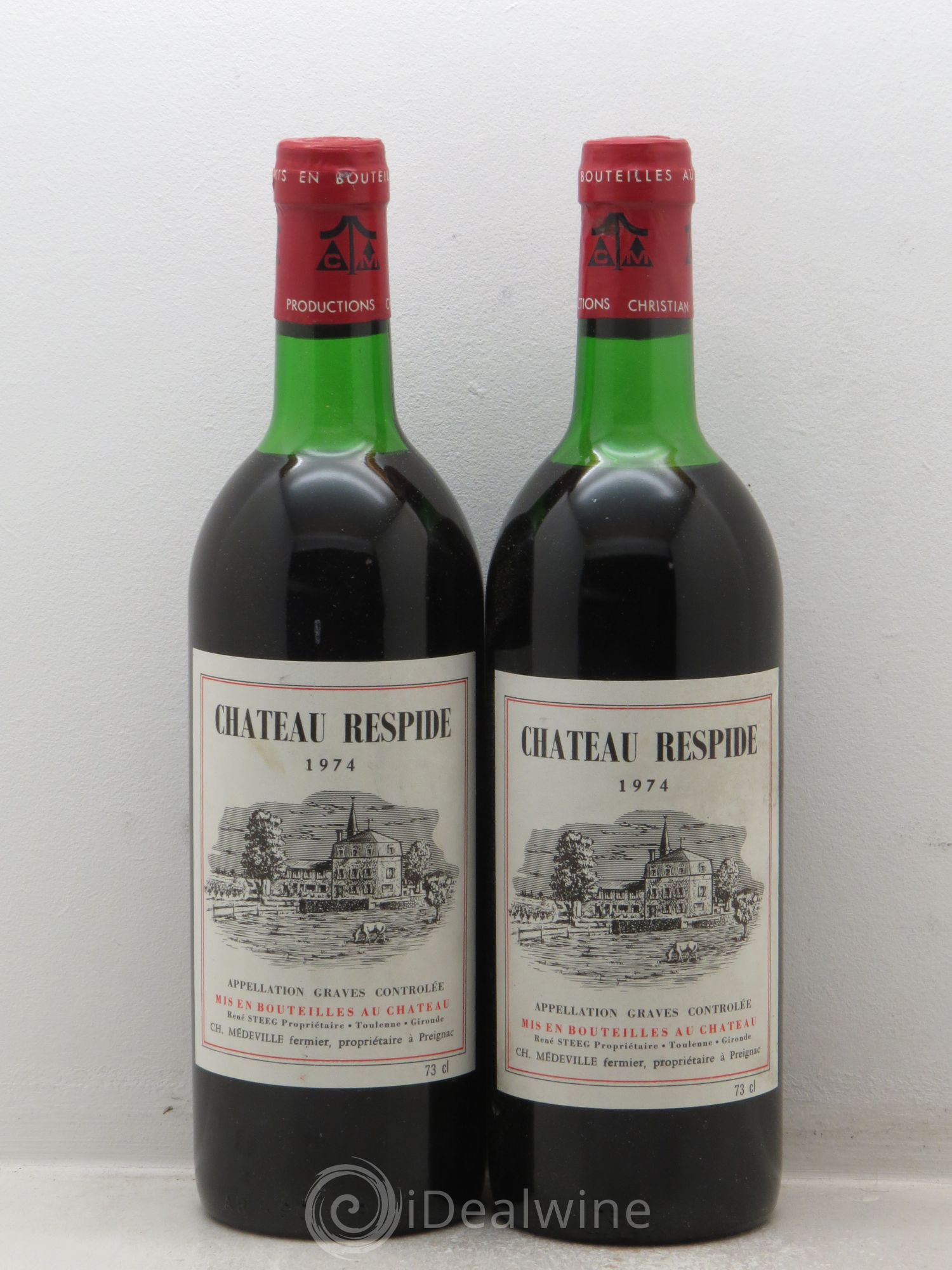 Château Respide Médeville 1974 - Lot de 2 bouteilles - 0
