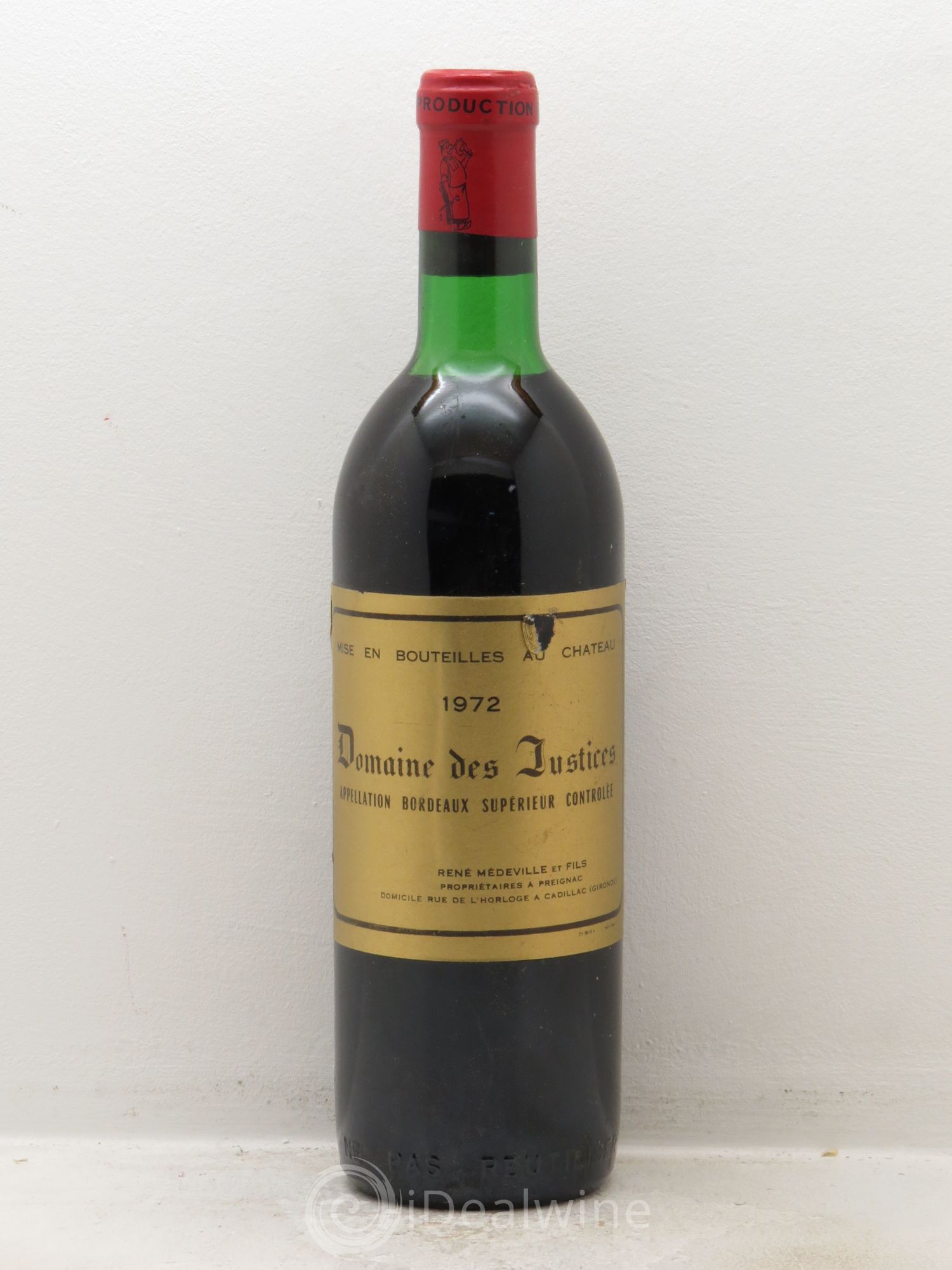 Bordeaux Château Les Justices (sans prix de réserve) 1972 - Posten von 1 Flasche - 0