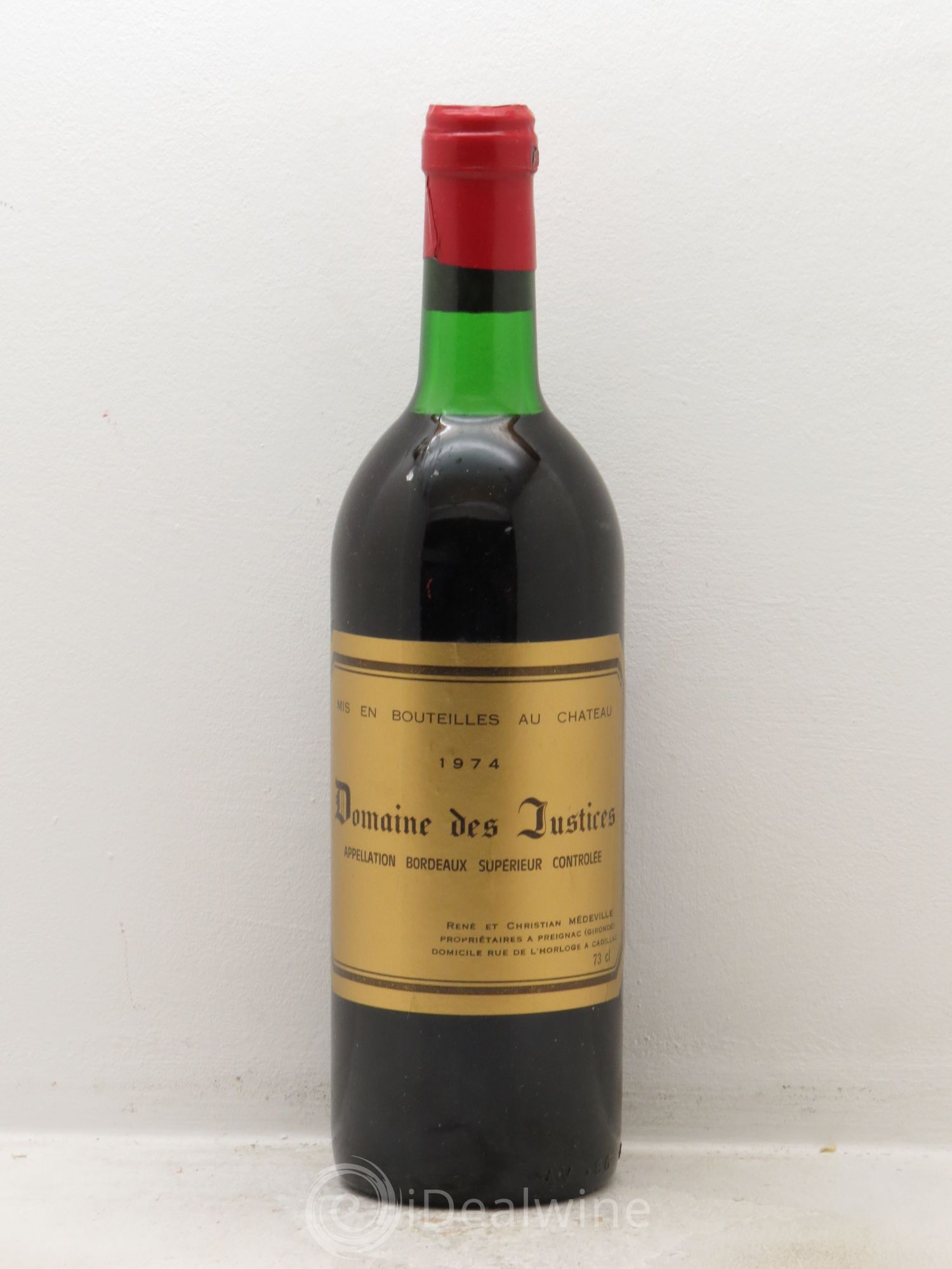 Bordeaux Château Les Justices (sans prix de réserve) 1974 - Posten von 1 Flasche - 0