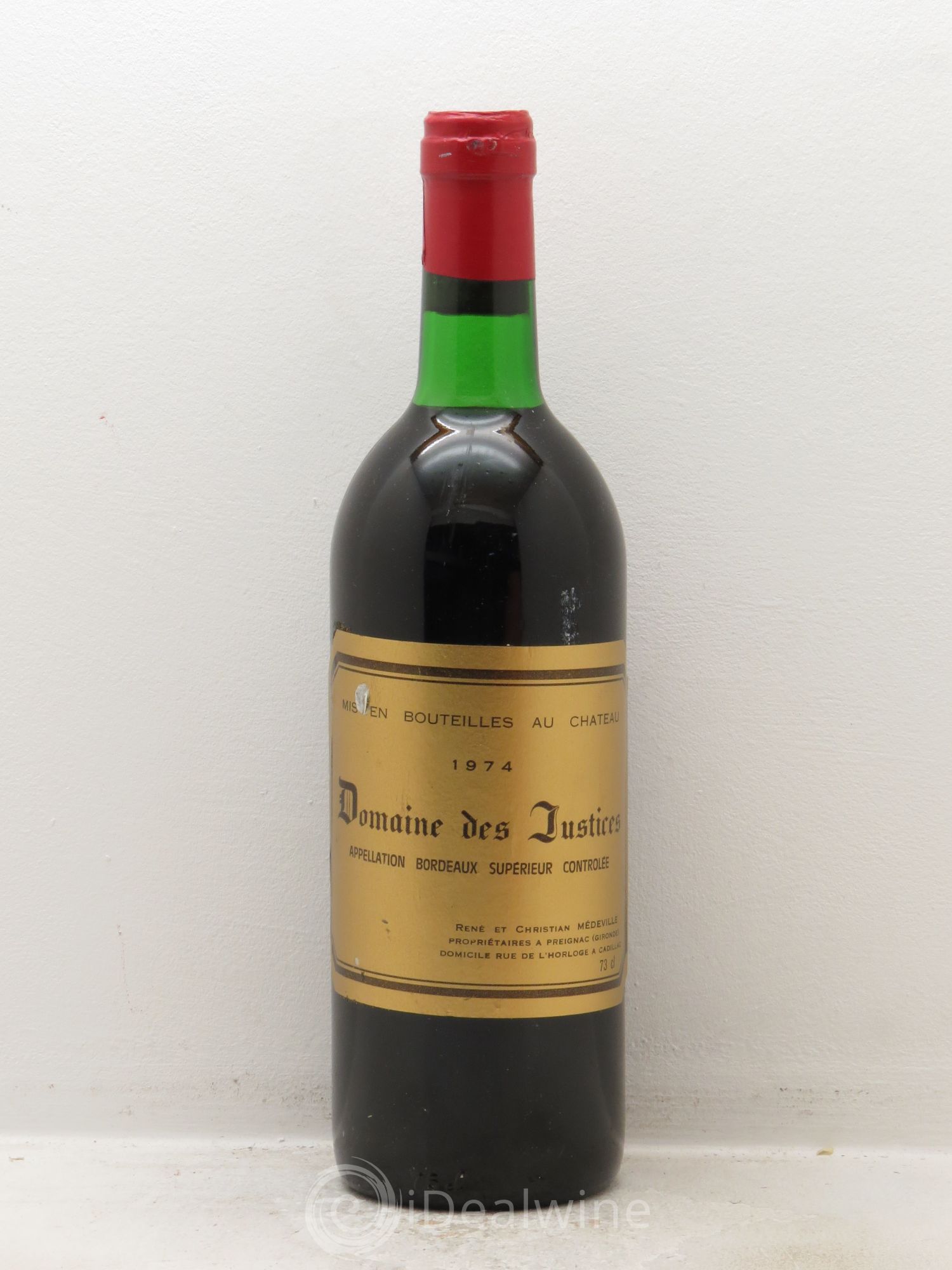 Bordeaux Château Les Justices (sans prix de réserve) 1974 - Posten von 1 Flasche - 0
