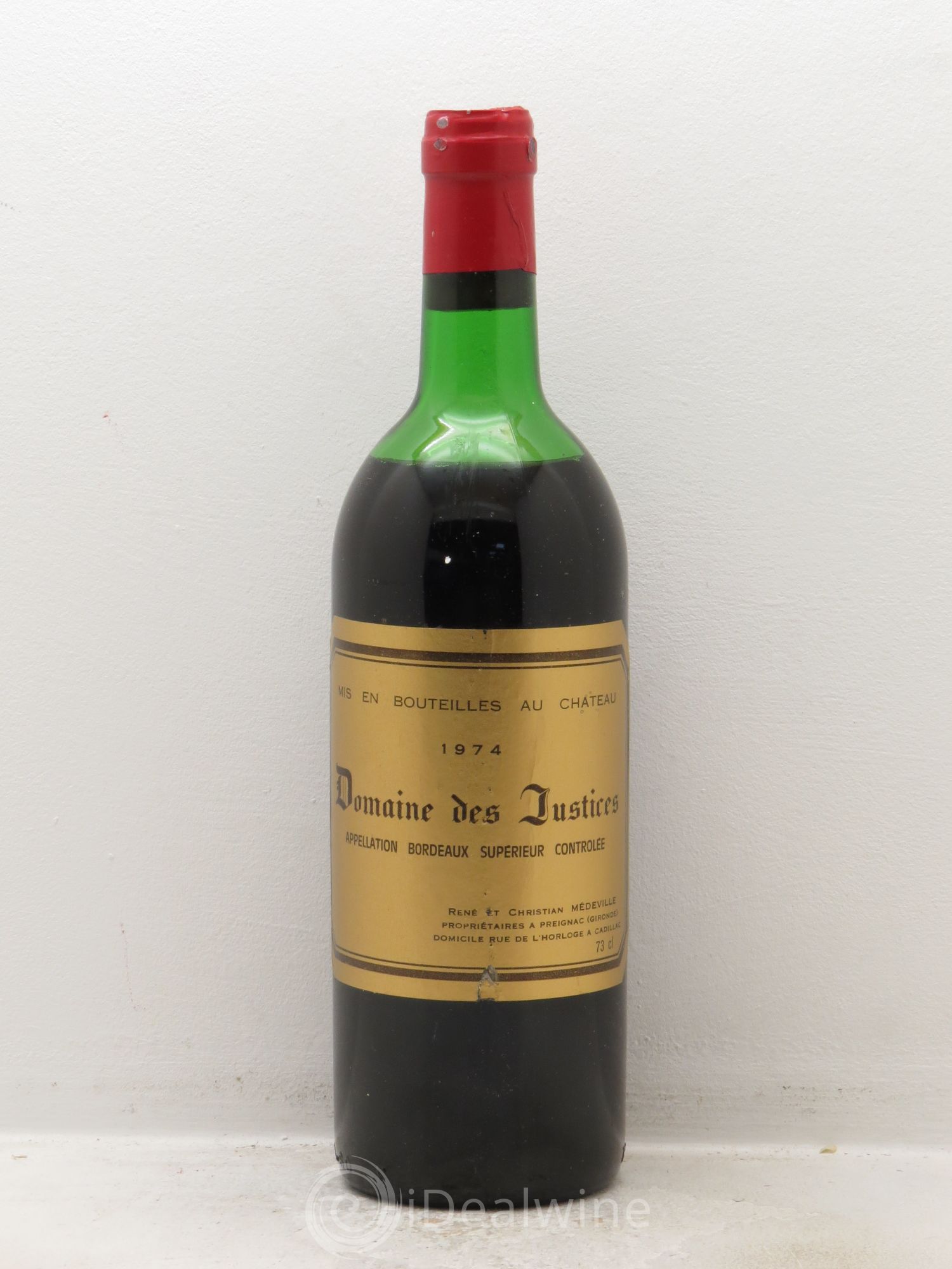 Bordeaux Château Les Justices (sans prix de réserve) 1974 - Posten von 1 Flasche - 0